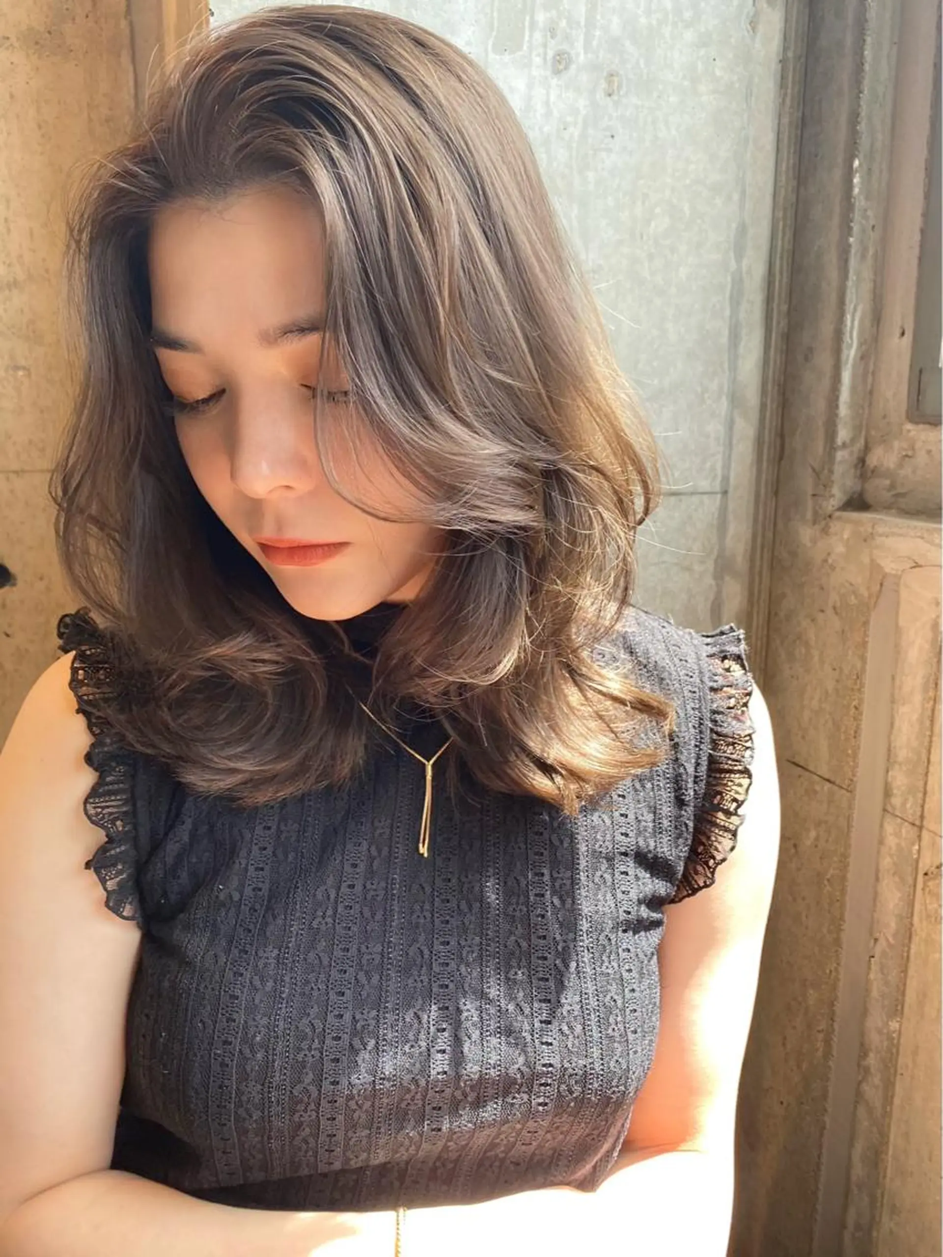 ミディアム カラー パーマ カット ヘアカラー トリートメント 似合わせカラーパーマ 🌿kitin米川のヘアスタイル