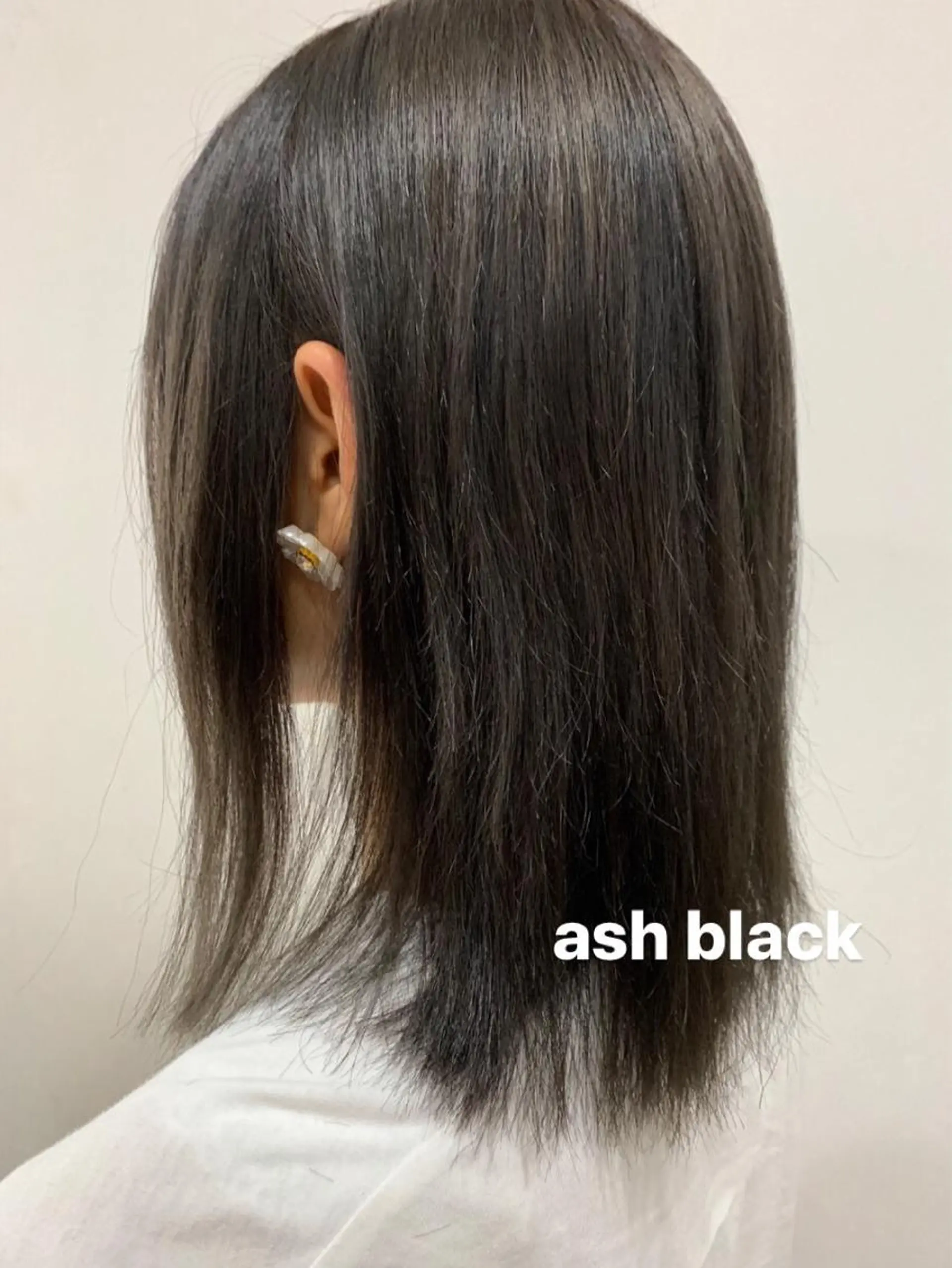 ミディアム カラー アッシュ アッシュブラック 黒髪 脱白髪染め美容師 竹内涼乃のヘアスタイル