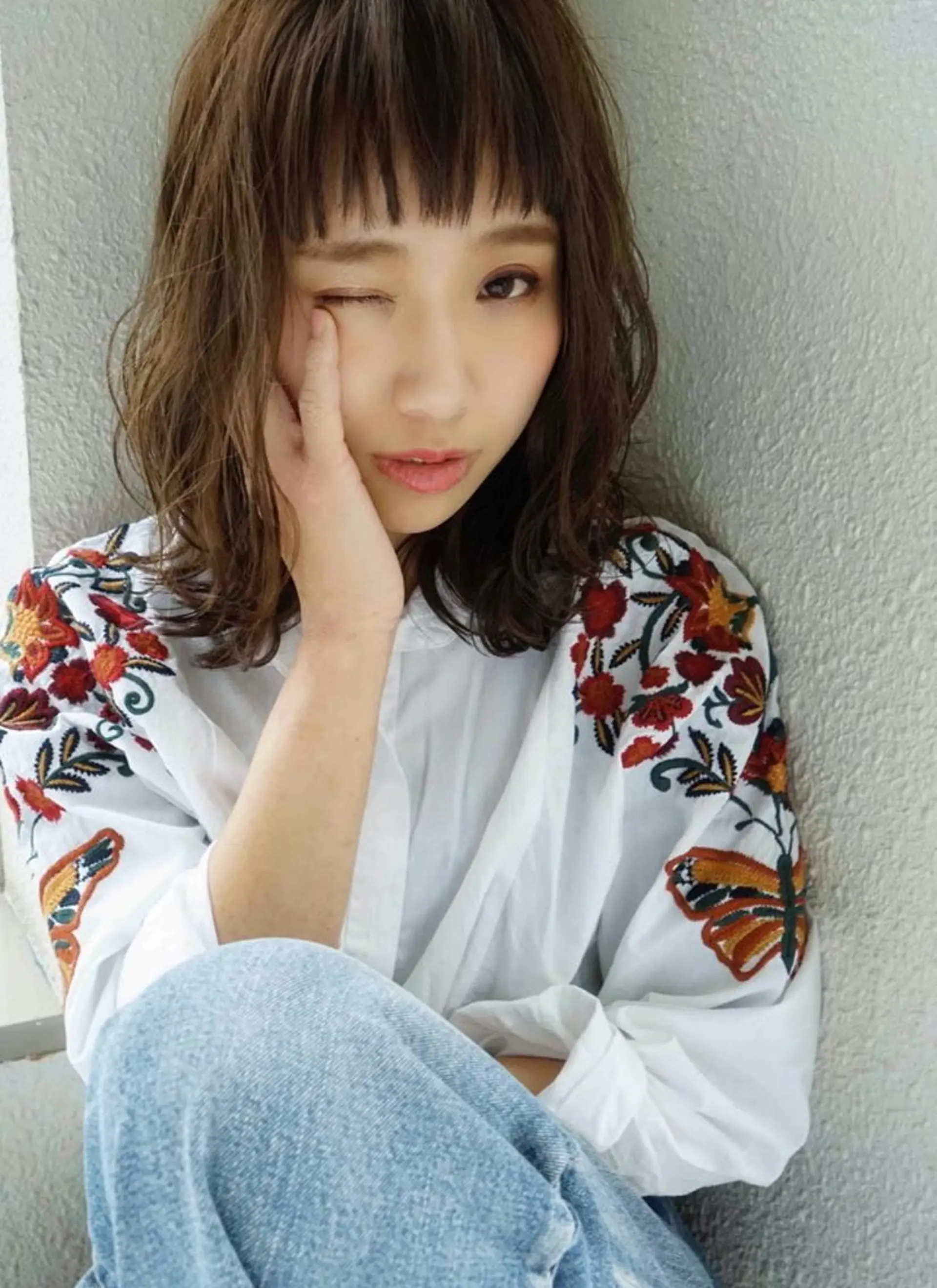 ミディアム カラー 韓国メンズヘア　ミル クティボブ　足立佳代のヘアスタイル