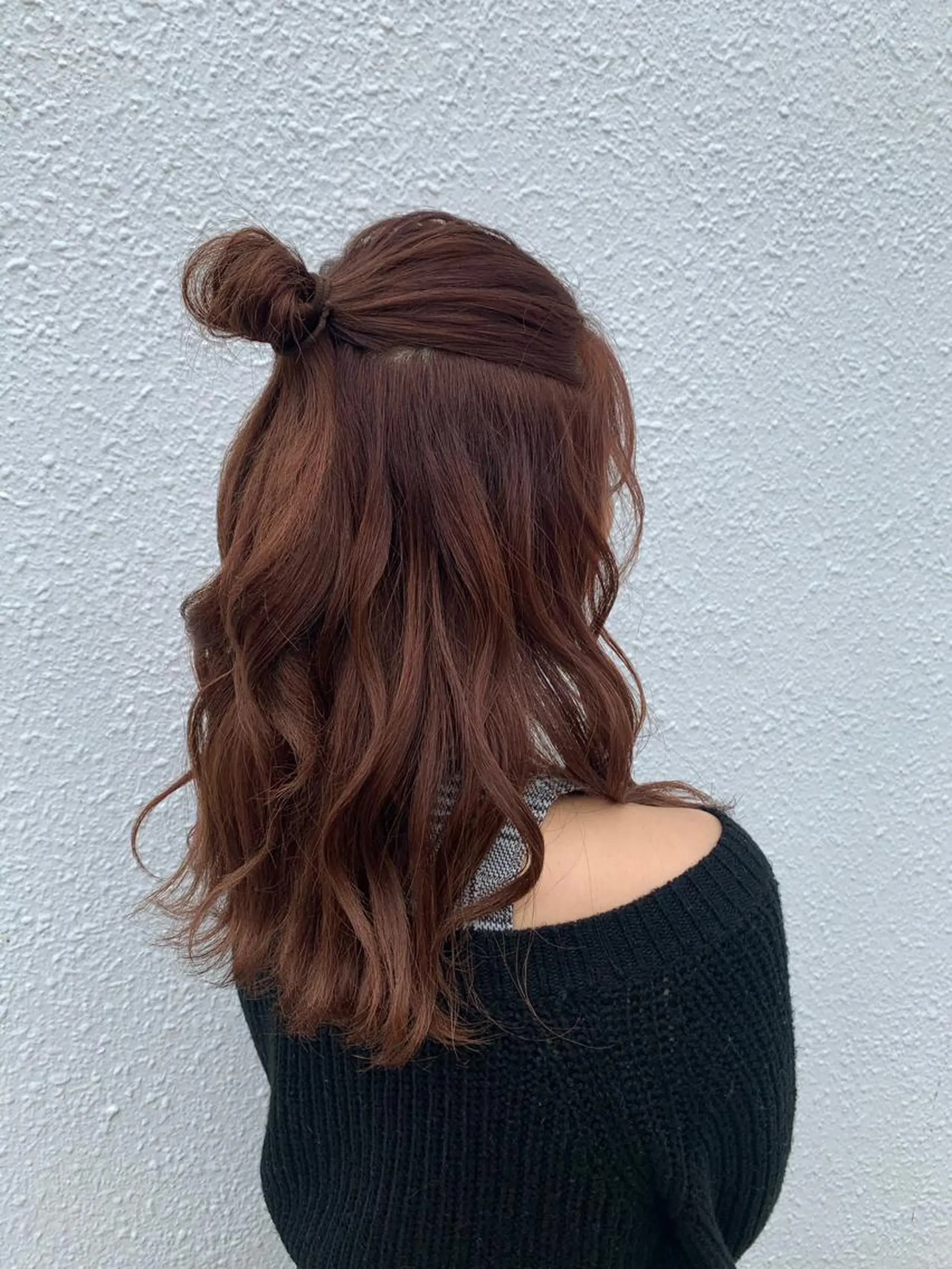 セミロング カラー ブラウンカラー オレンジ オレンジブラウン 菅沼 まみのヘアスタイル