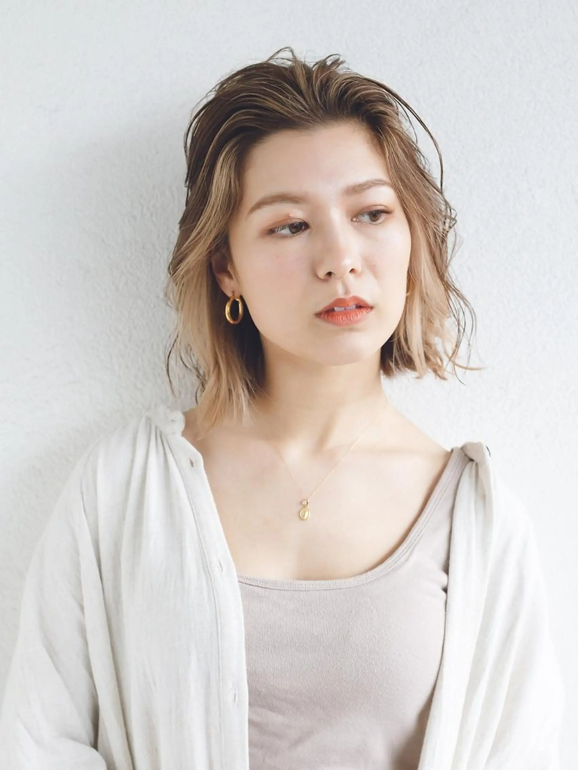 ミディアム 柳下 涼のヘアスタイル
