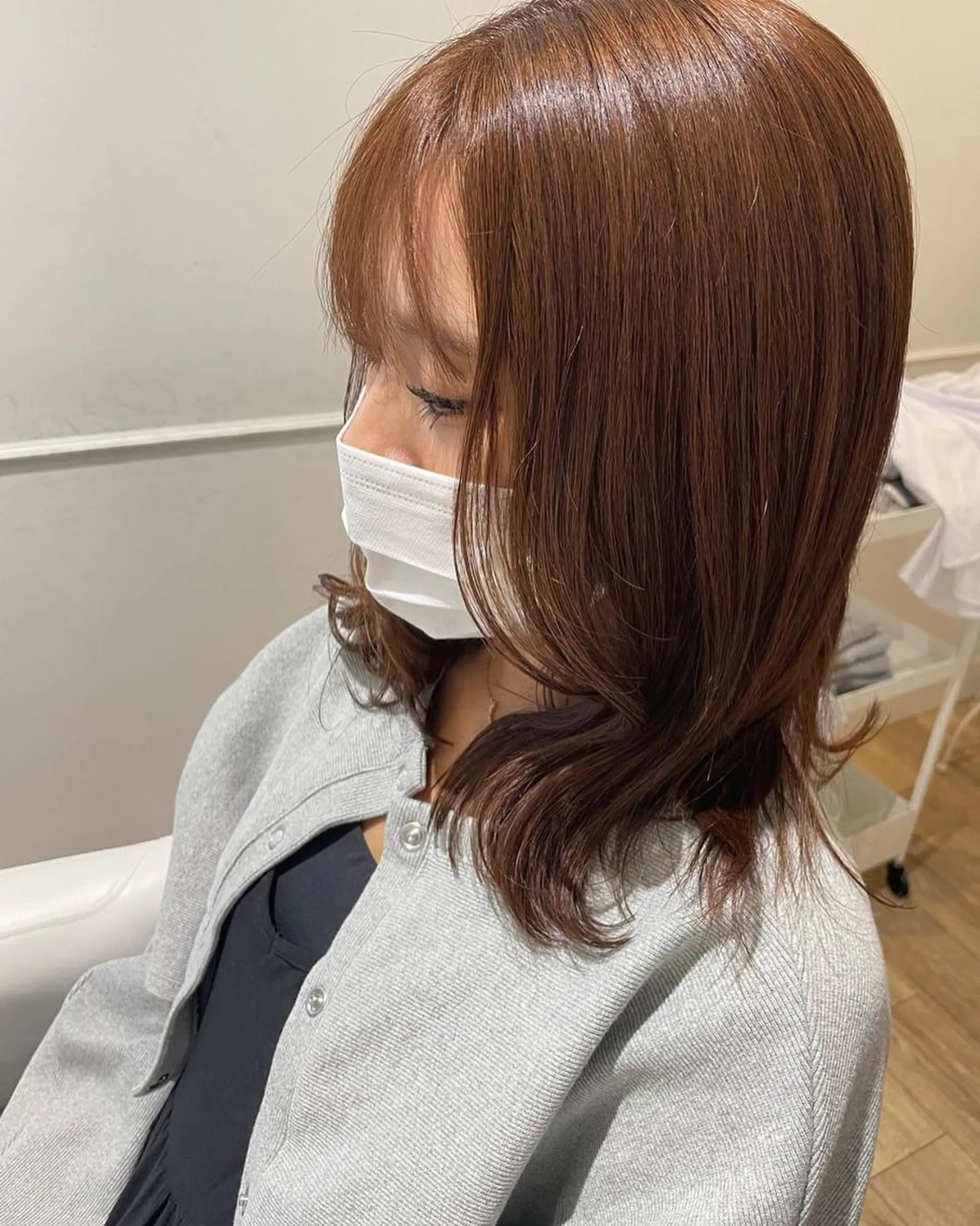 ミディアム カラー パーマ ヘアアレンジ メンズ キッズ ネイル マツエク・マツパ ベージュカラー オレンジ オレンジベージュ カラーマツエク オレンジ 🫧垢抜けヘア🫧 SHIORIのヘアスタイル