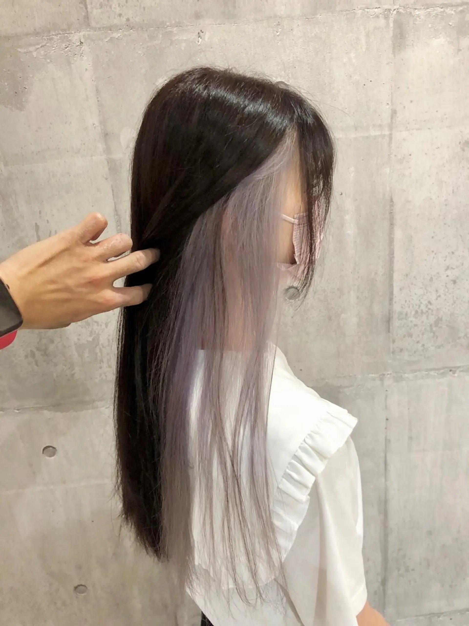 ロング カラー インナーカラー 興津/韓国レイヤー ダブルカラー美髪縮毛のヘアスタイル