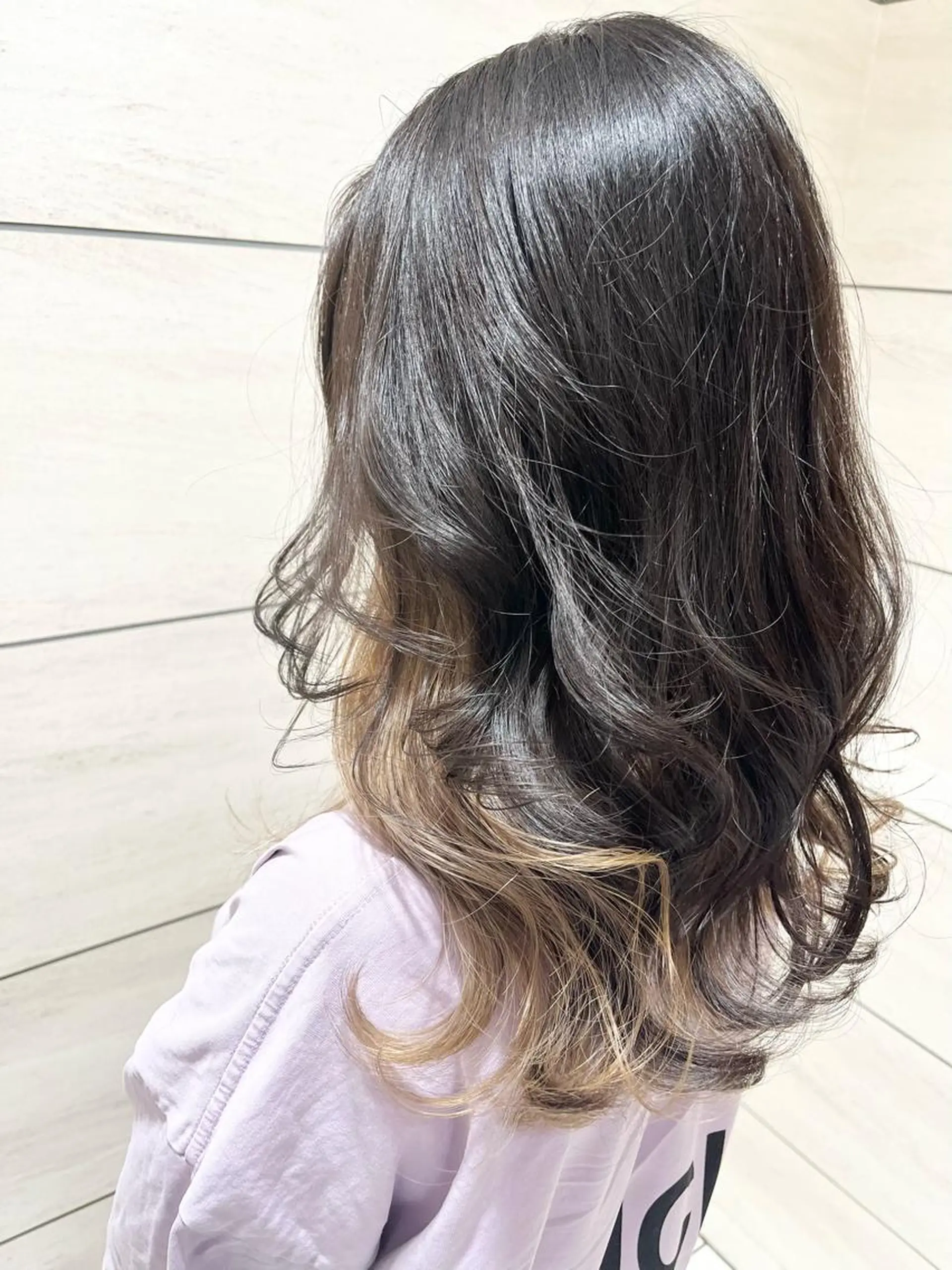 セミロング カラー ベージュカラー ミルキーベージュ noll【今池駅前】 池田碧花のヘアスタイル