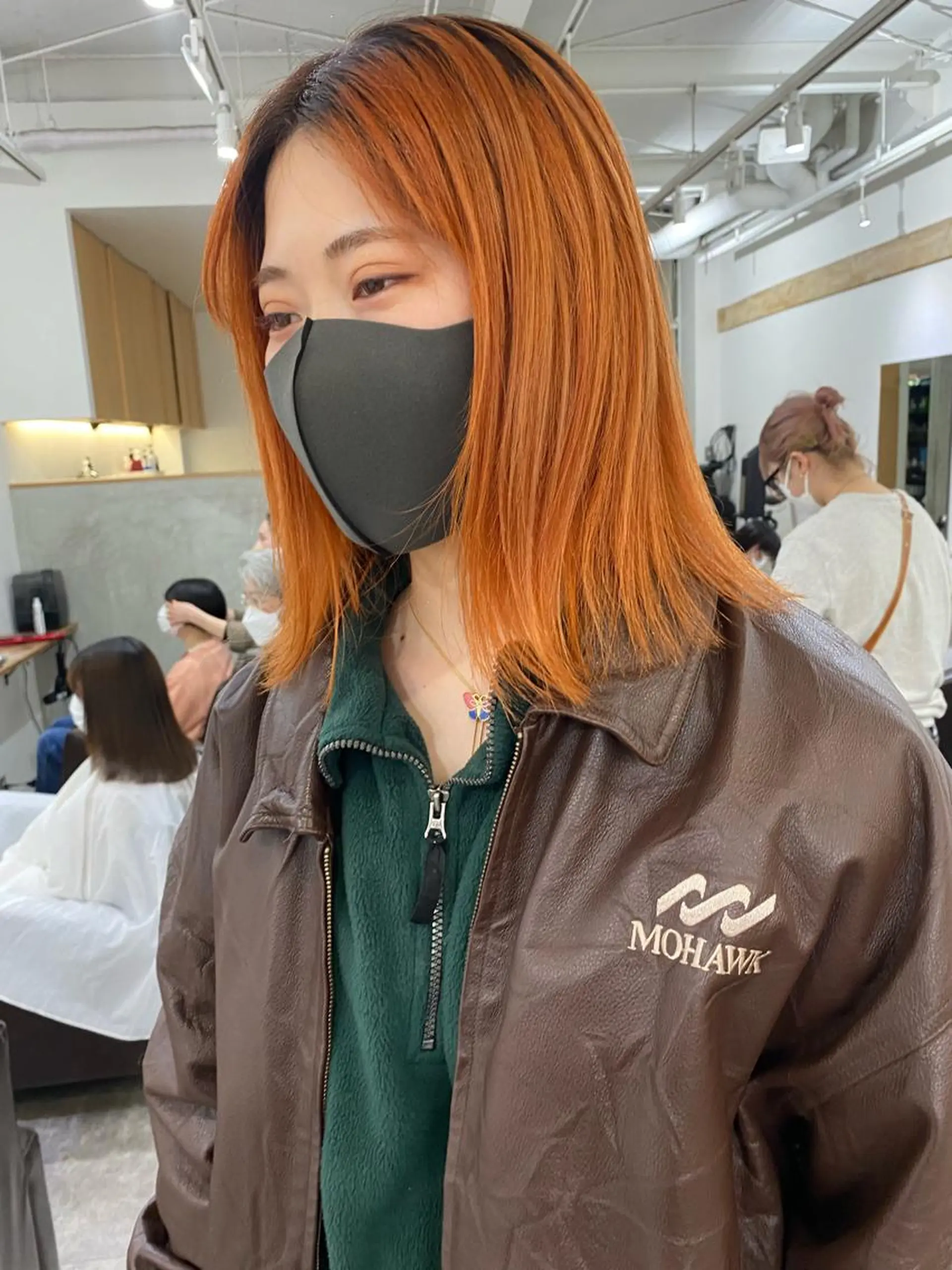 ミディアム カラー オレンジ ヘアカラー 森貴裕/ベージュ/ パーマ/オリーブのヘアスタイル