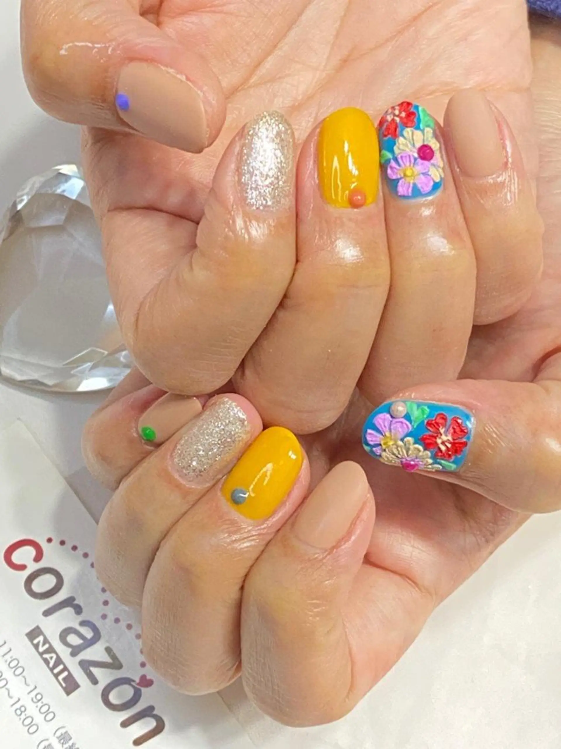 ネイル アートネイル 水色 corazon所属・ネイリスト aicoのネイルデザイン