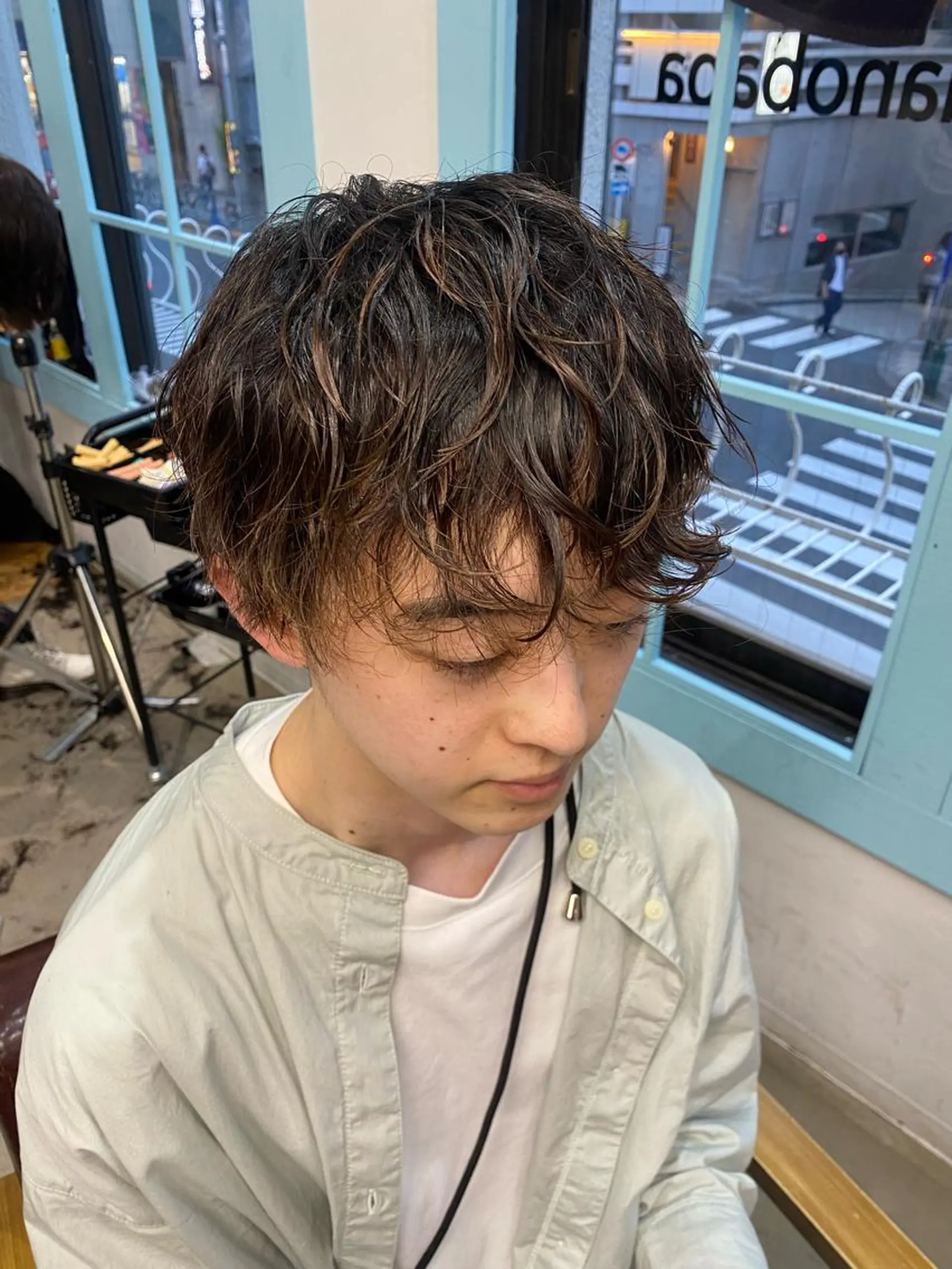 メンズ メンズパーマ 波巻きパーマ カット パーマ トリートメント レイヤーボブ/ 艶カラー/サナ🌼のヘアスタイル