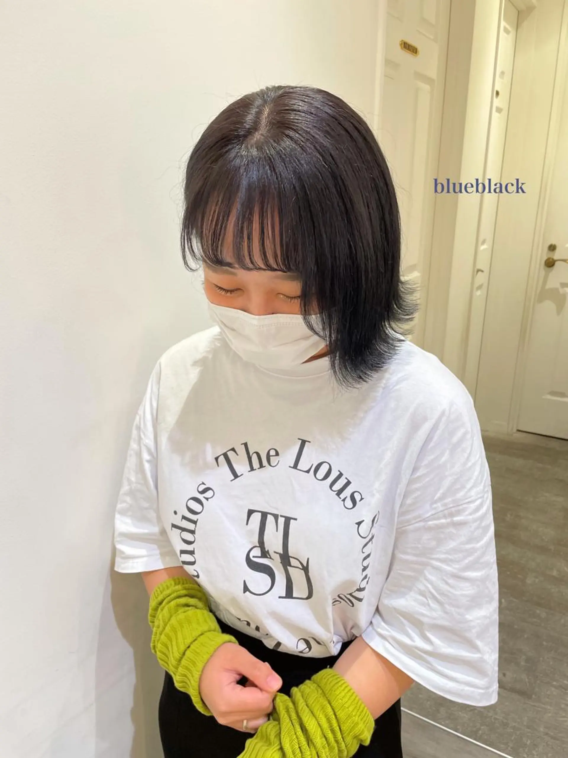 ミディアム カラー 黒髪 ブルーカラー ブルーブラック 透明感カラー エクステ/ハイトーン 🐏☁️miminaのヘアスタイル