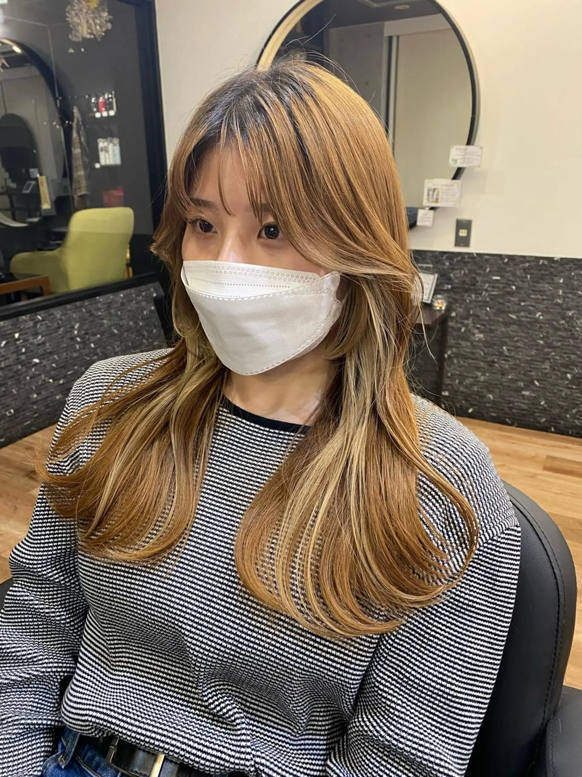 ロング ボブ くびれヘア エギョモリ 韓国風ヘア レイヤーカット カット ヘアカラー トリートメント 大人可愛いレイヤー 大田のヘアスタイル