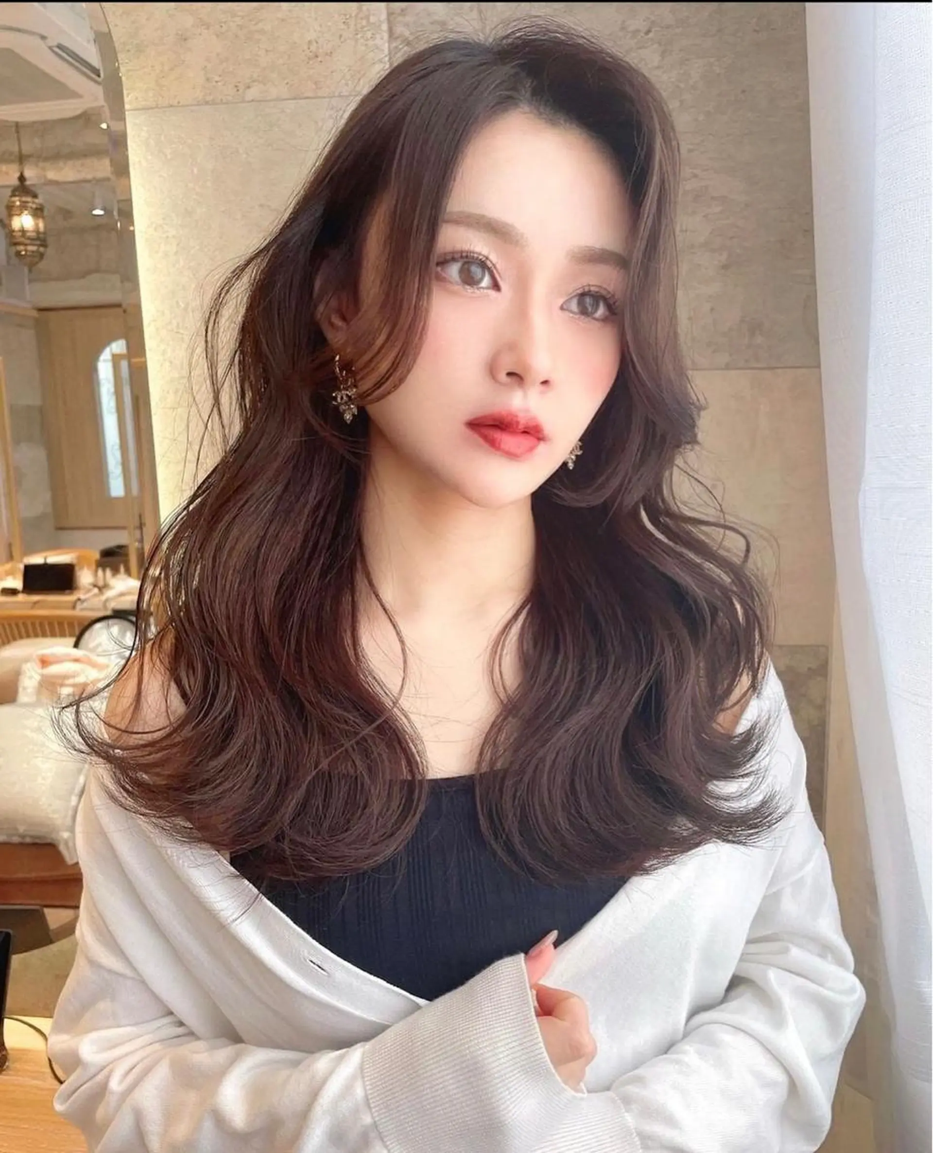 ロング ボブ ハイライト 髪質改善 韓国風ヘア 小顔カット ヘアカラー トリートメント 似合わせカラーの達人 ダブルカラー/森栄範のヘアスタイル