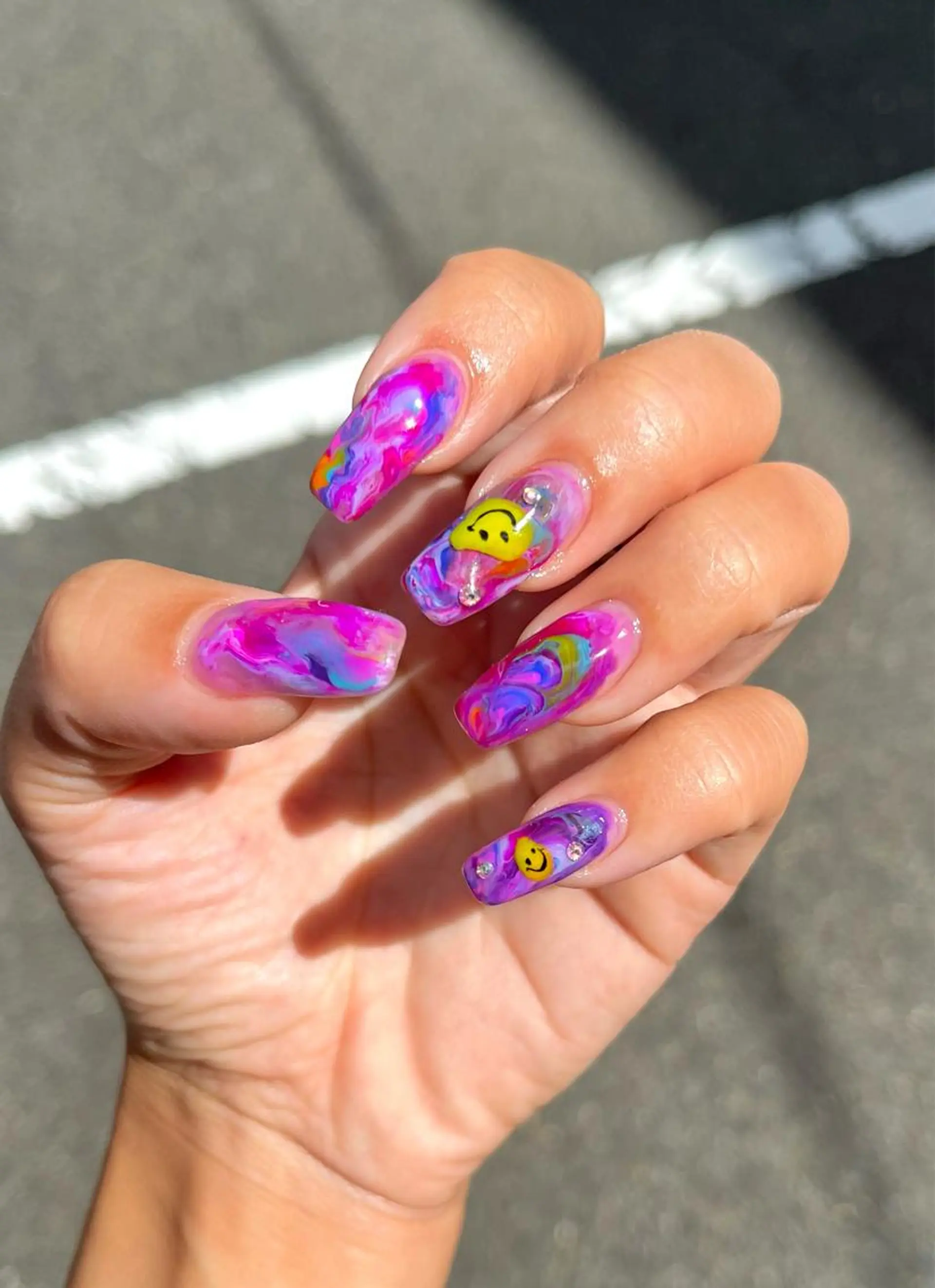 ネイル 大理石ネイル(マーブル) パープル ハンドネイル フットネイル para ☀︎ sol by BECK所属・Para Sol nail　Maoのネイルデザイン