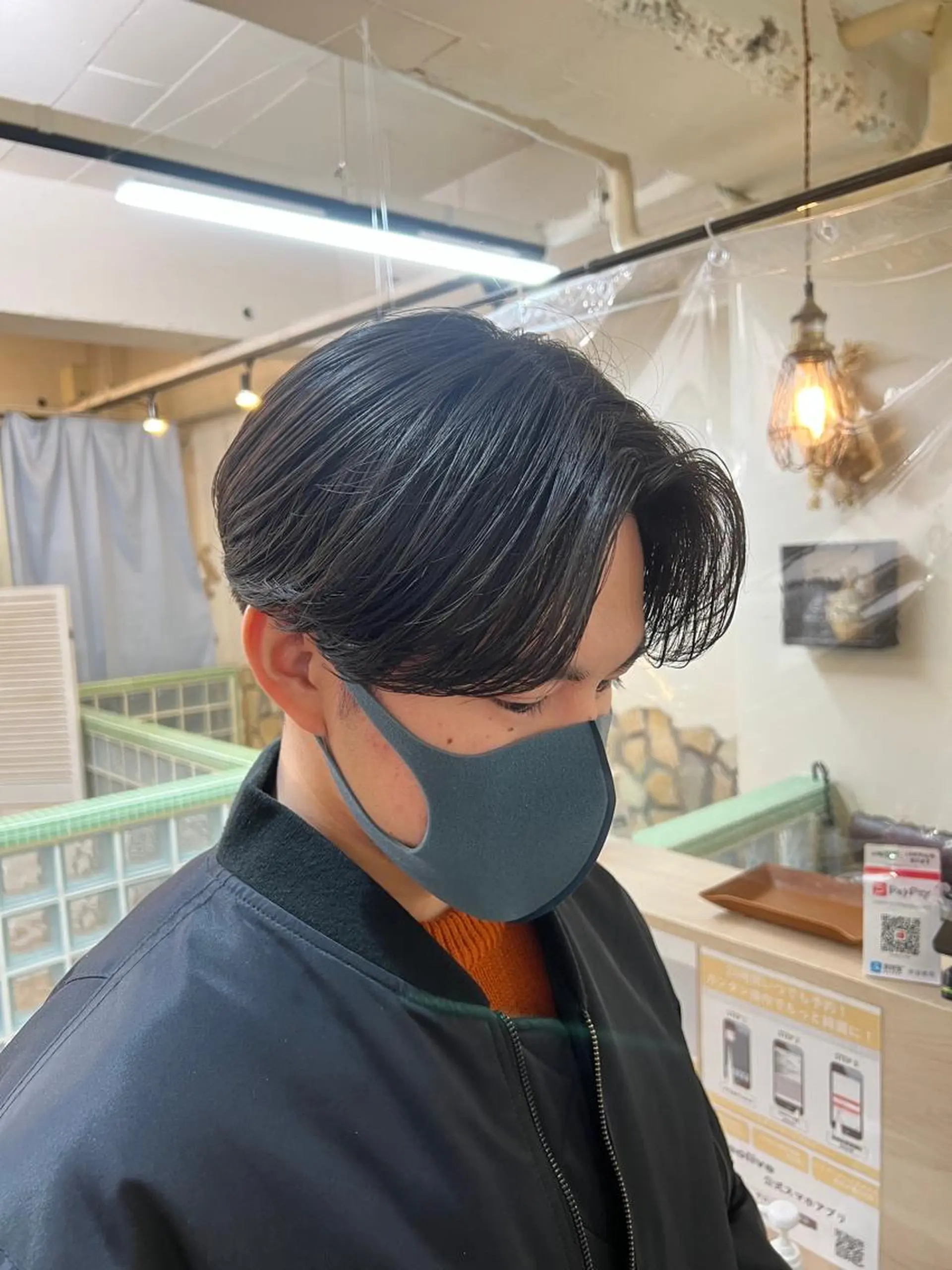 ミディアム パーマ メンズ センターパート カット ヘッドスパ メンズカットパーマ ✂️ JOYAのヘアスタイル