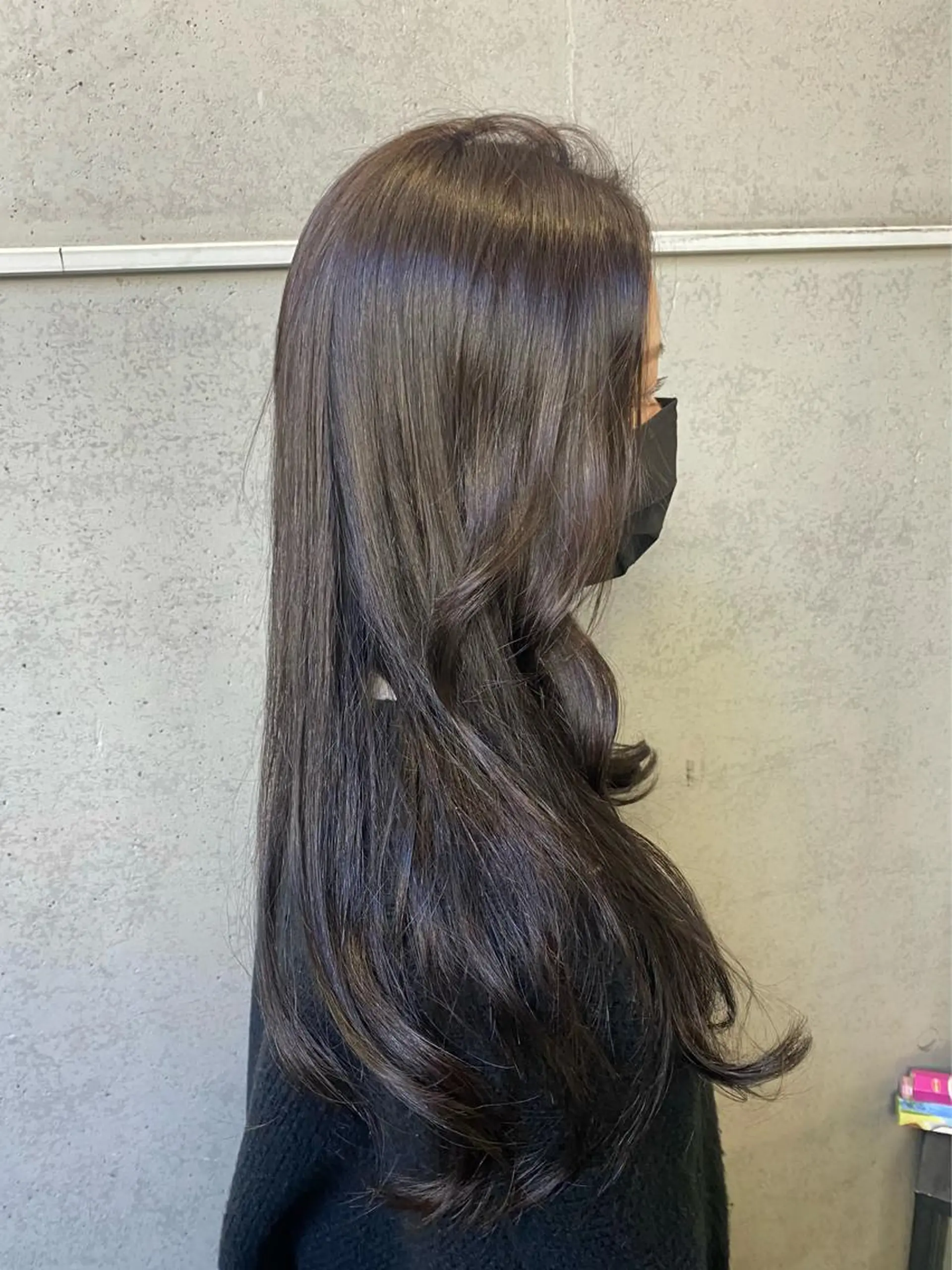 ロング カラー アッシュ ベージュカラー 黒髪 ブルーカラー ブルーブラック カット ヘアカラー トリートメント 透明感/韓国風 🤍moeka🤍のヘアスタイル