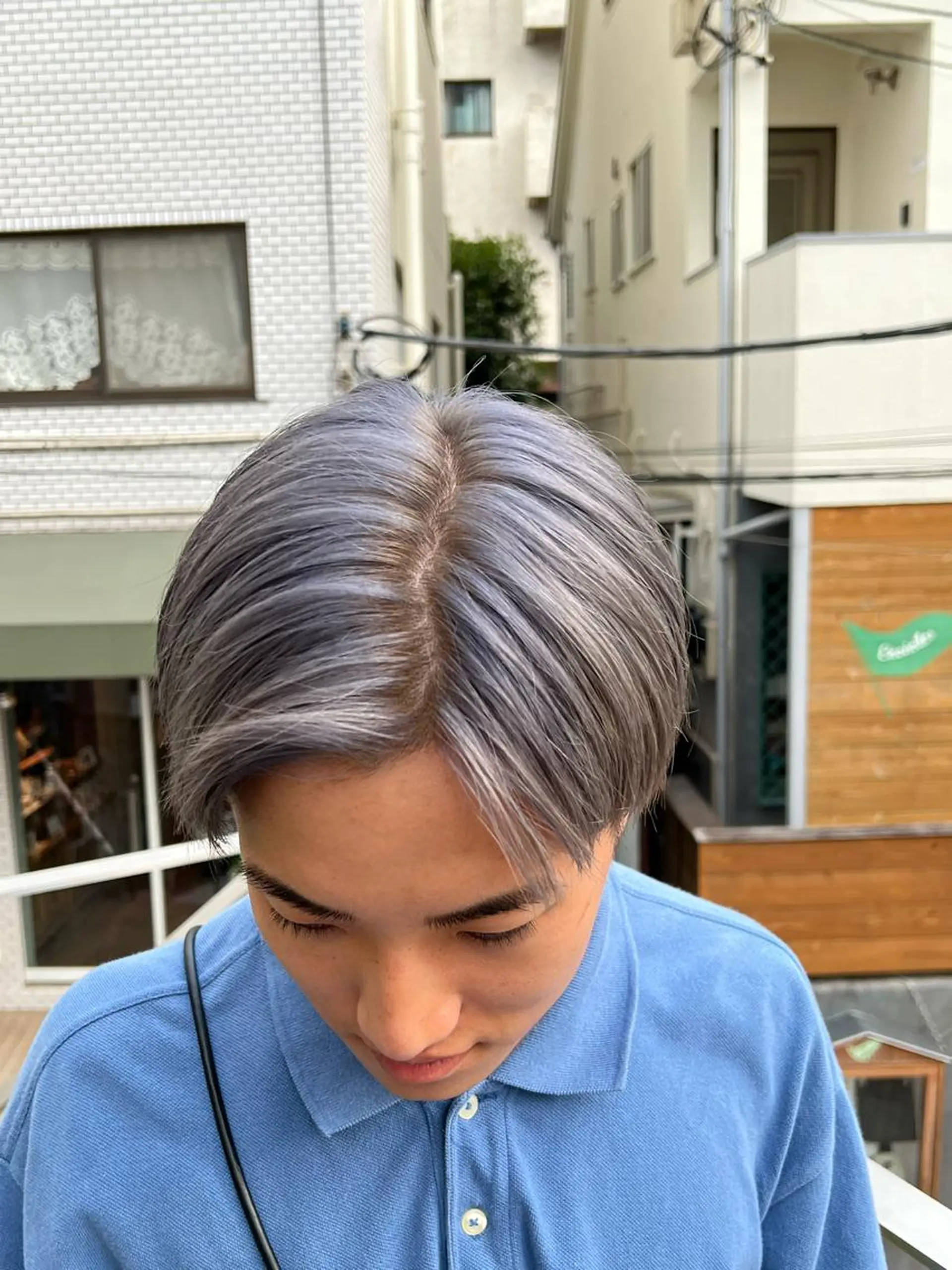 ショート カラー メンズ メンズブリーチ ブリーチ ブルーカラー シルバー ヘアカラー 【髪質改善/縮毛矯正 /カラー】ホサカのヘアスタイル