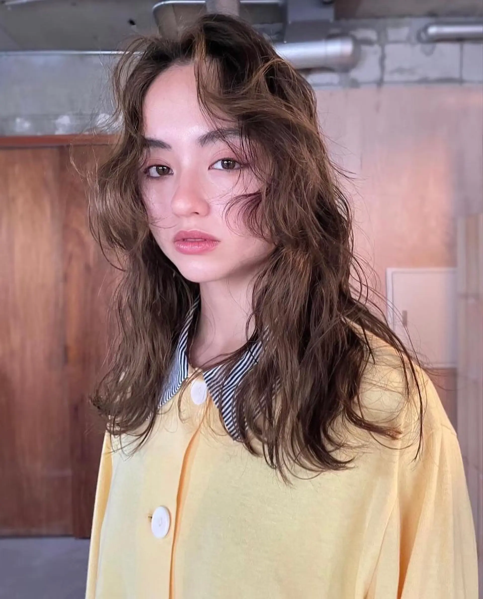 ミディアム カラー パーマ ショートボブ ミディアムパーマ アディクシーカラー ブリーチ ケアブリーチ ヘアカラー CEINE PATHのヘアスタイル