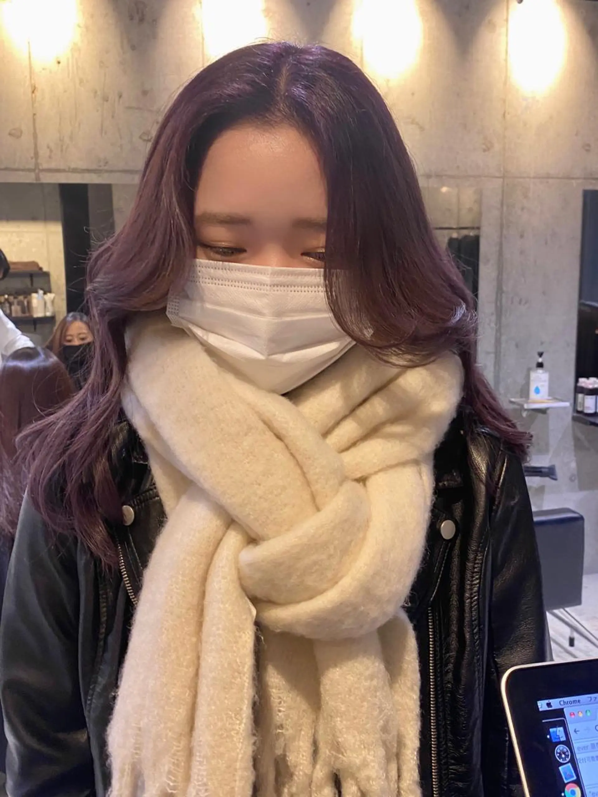 セミロング カラー アッシュ ベージュカラー 黒髪 ブルーカラー ブルーブラック 透明感/韓国風 🤍moeka🤍のヘアスタイル