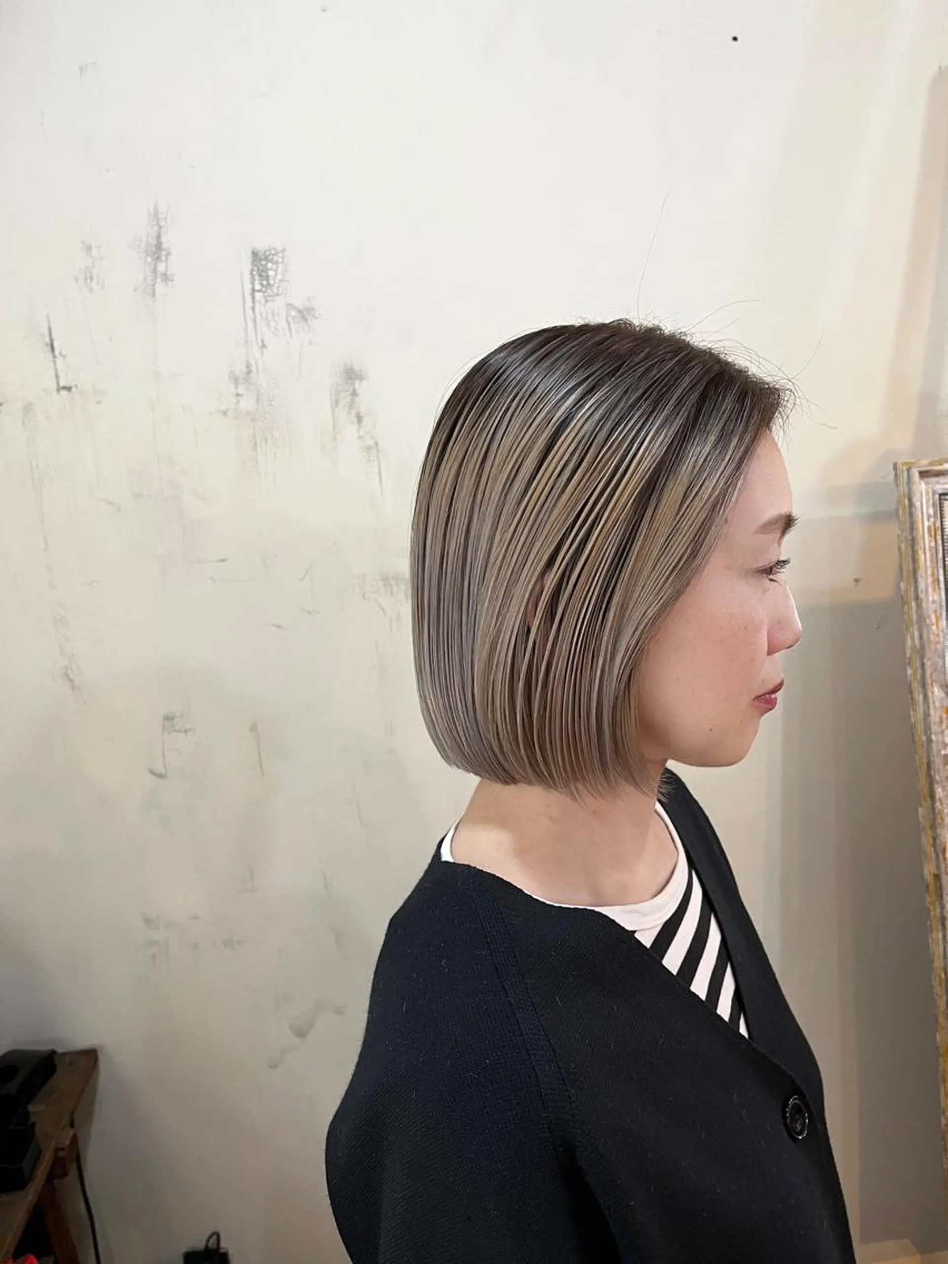 ミディアム レイヤーカット トリートメント カット ヘアカラー トリートメント 松田 真のヘアスタイル