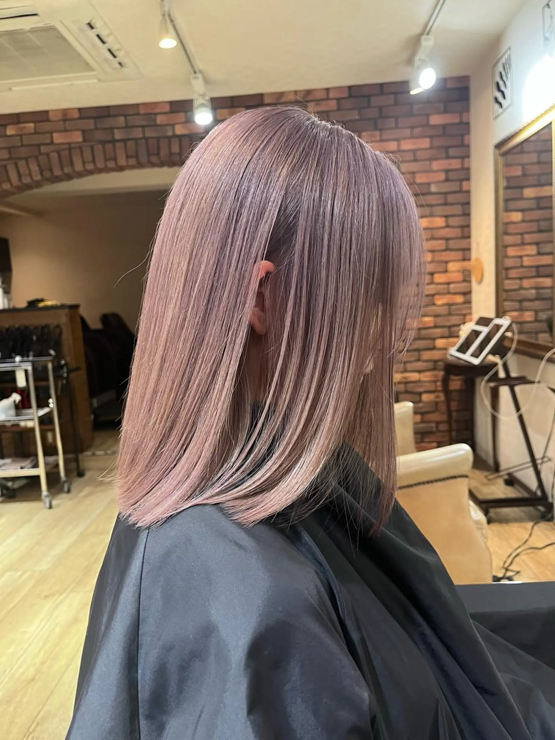 ミディアム カラー ブリーチ ブリーチなしカラー 縮毛矯正 中園康 /カラー/ブリーチのヘアスタイル