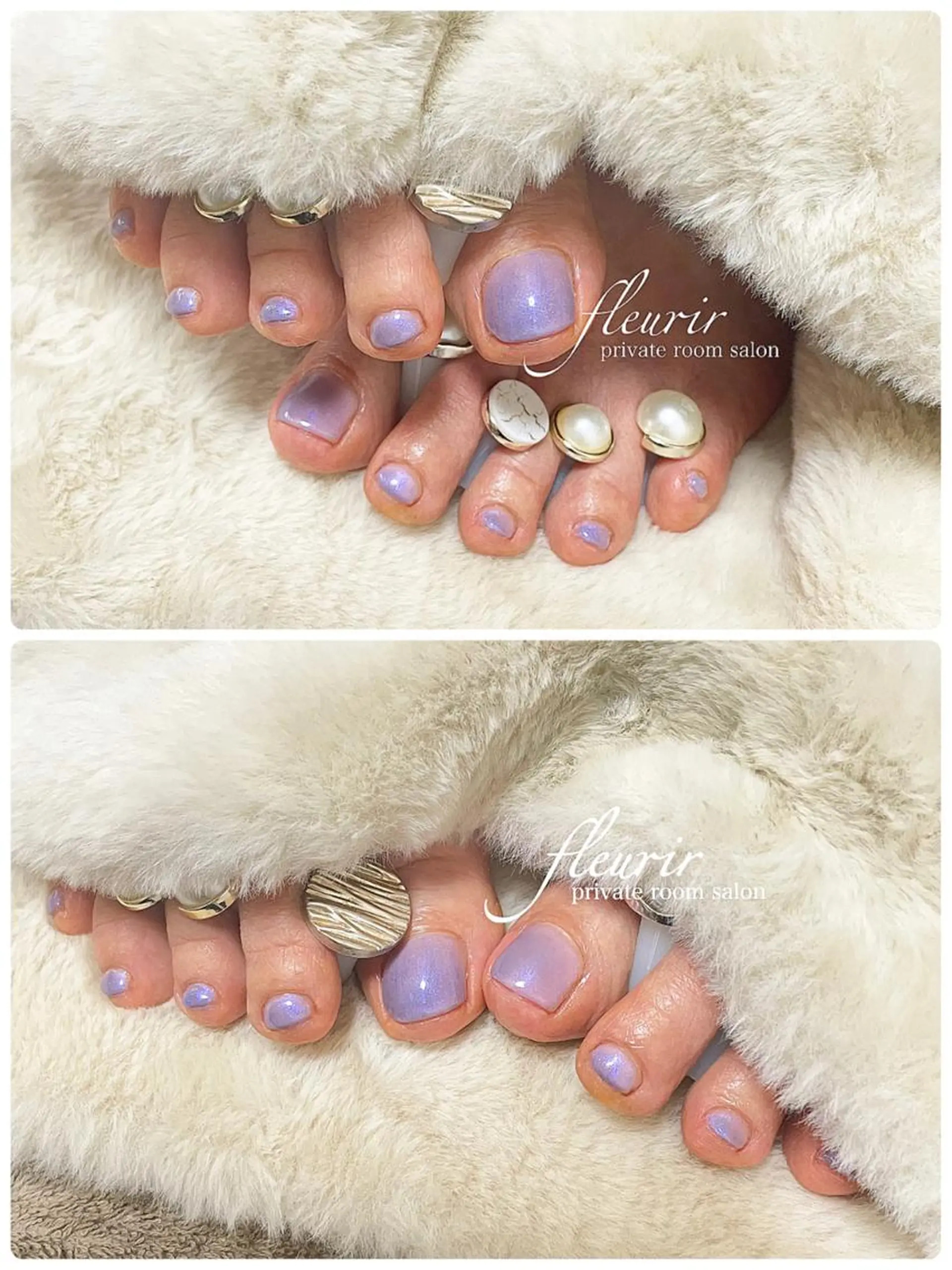 ネイル フットネイル パープル フルリール 【プライベートサロンのネイルデザイン