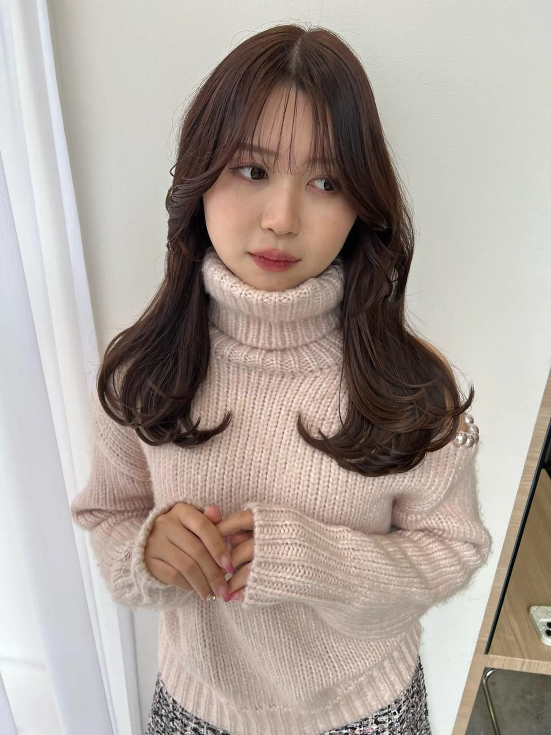 セミロング ヘアカラー トリートメント ioe 岡本のヘアスタイル