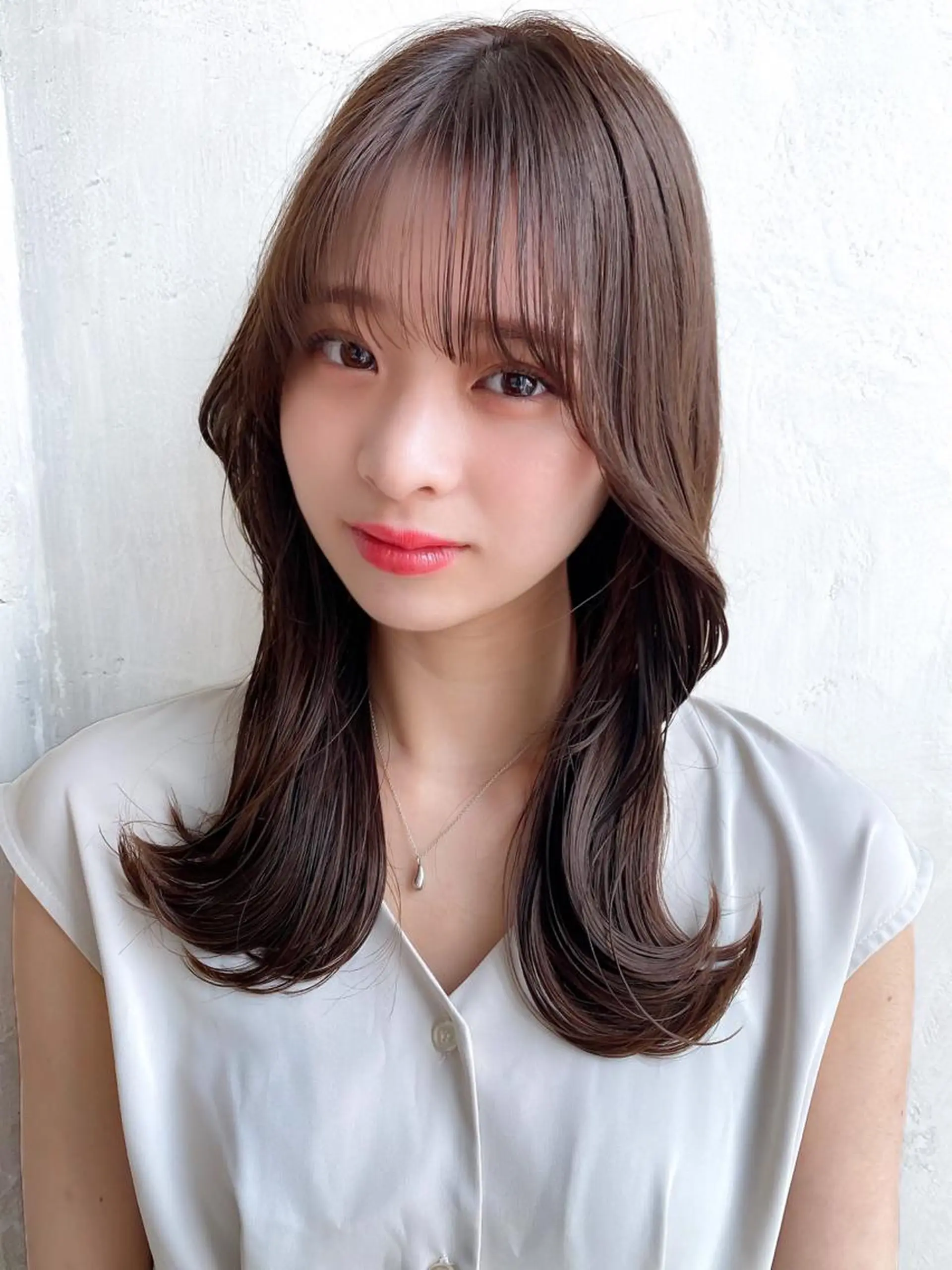 セミロング カラー ベージュカラー ブラウンカラー ブラウンベージュ くびれヘア 顔周りカット 顔周り/くびれヘア 韓国ヘア💕風間るなのヘアスタイル