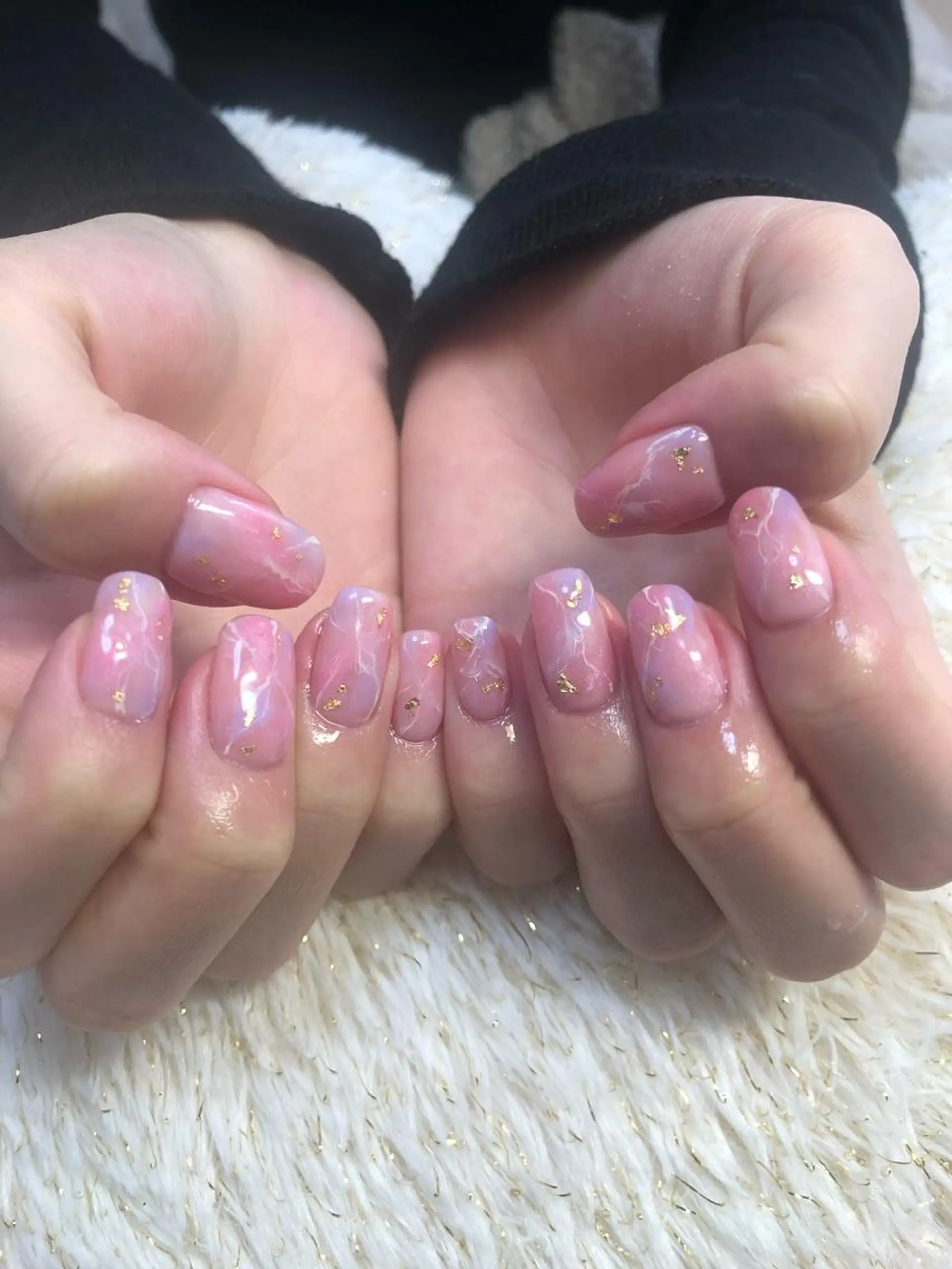 ネイル 大理石ネイル(マーブル) ニュアンスネイル ピンク ハンドネイル nail ayacaのネイルデザイン