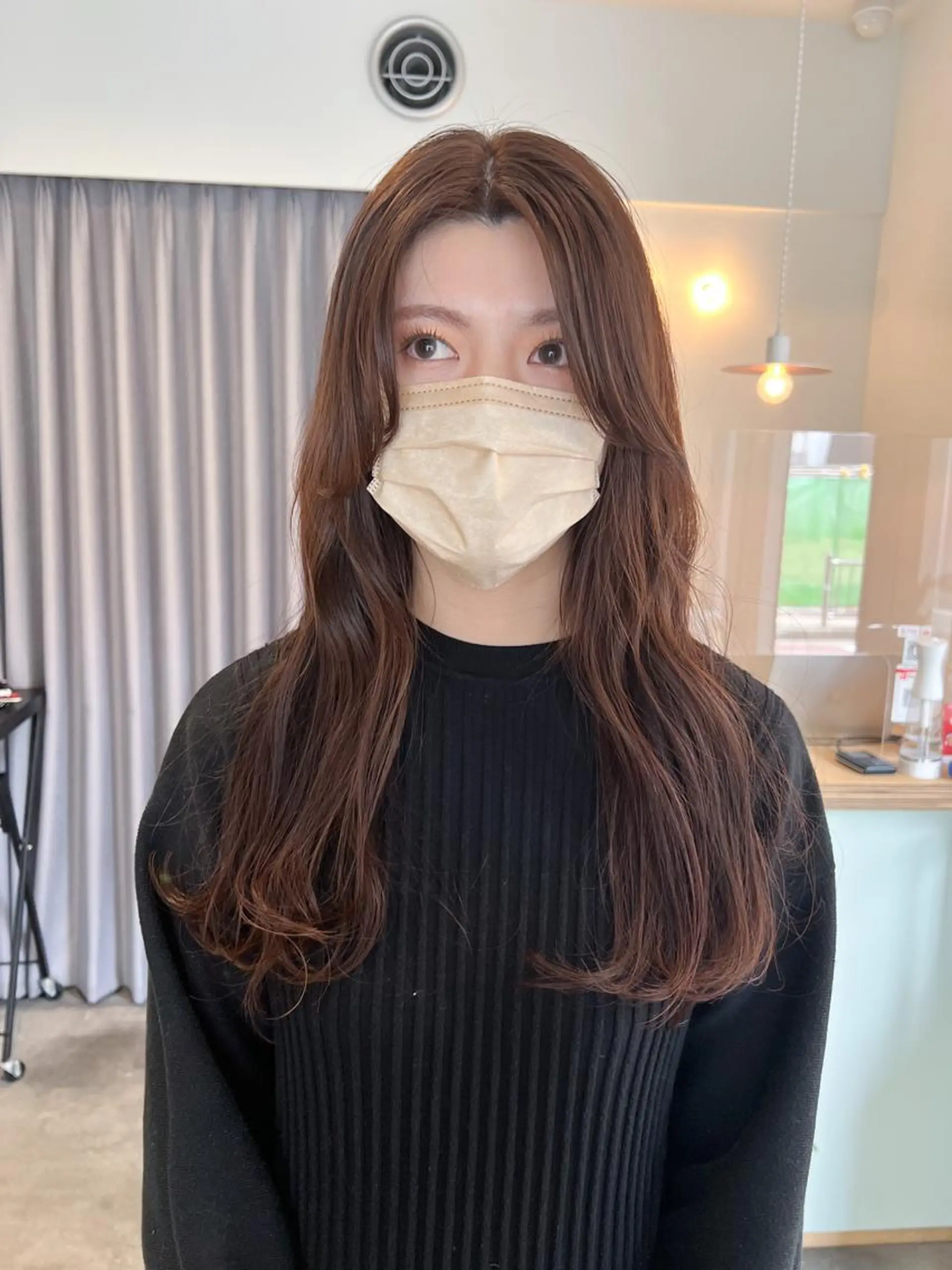 ロング カラー カット ヘアカラー トリートメント ミディアムパーマ /癖毛パーマのヘアスタイル