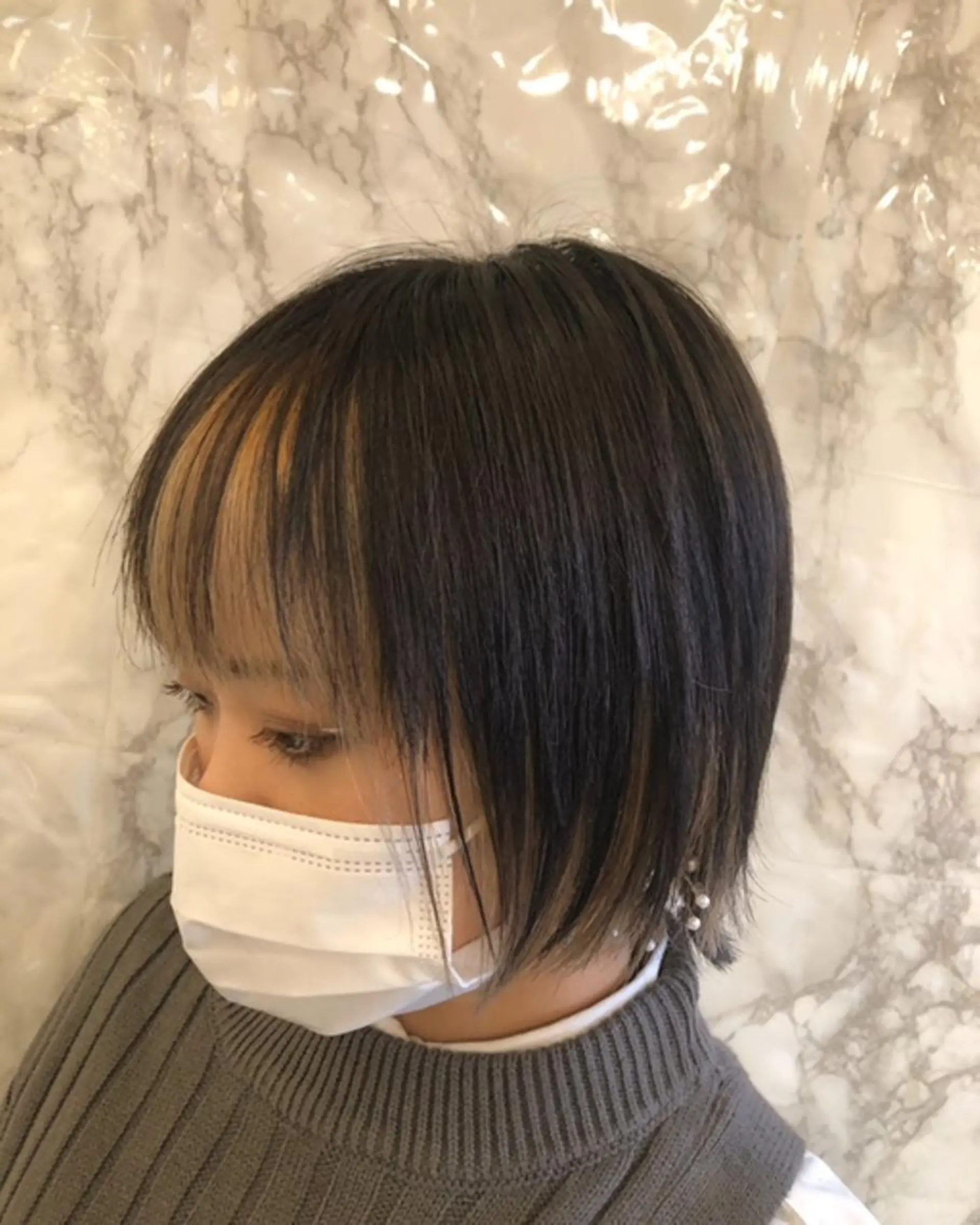 ショート カラー ミストバング  フェイスフレーミング ハイライトカラー ハイライト 東中野🥇美容室 FLOW東中野店のヘアスタイル