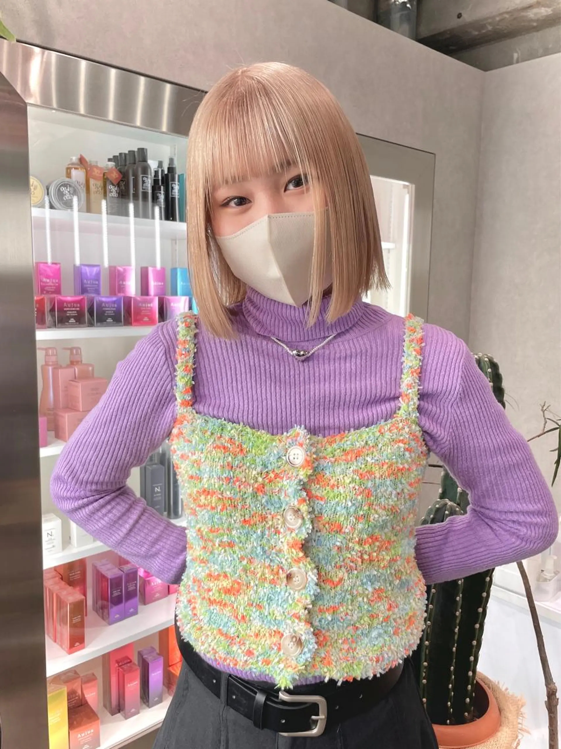 カラー スミレ /アレンジ /コーンロウ/メンズのヘアスタイル