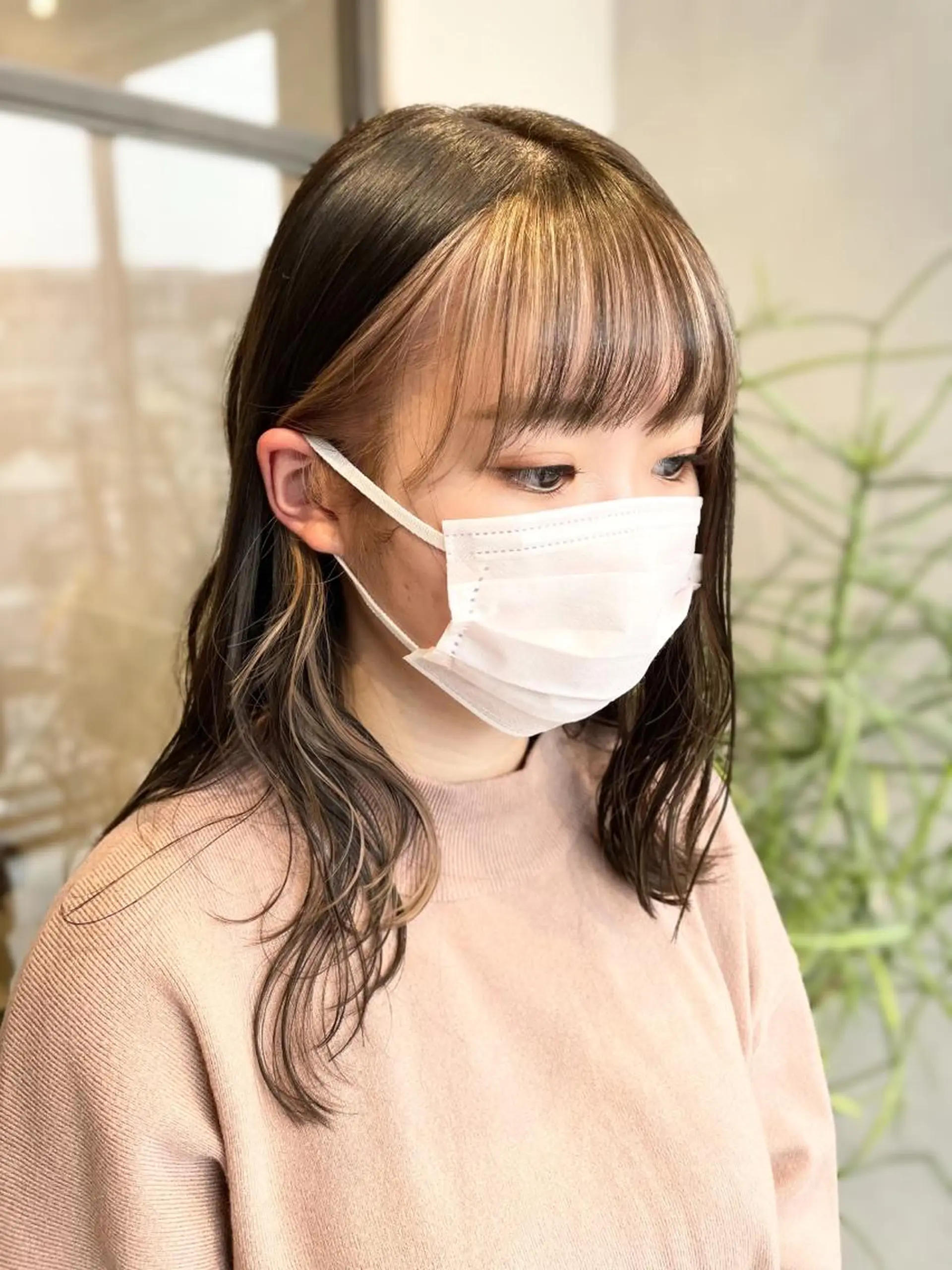 ロング カラー ミストバング  フェイスフレーミング ハイトーン×レイヤー ／遠藤将太のヘアスタイル