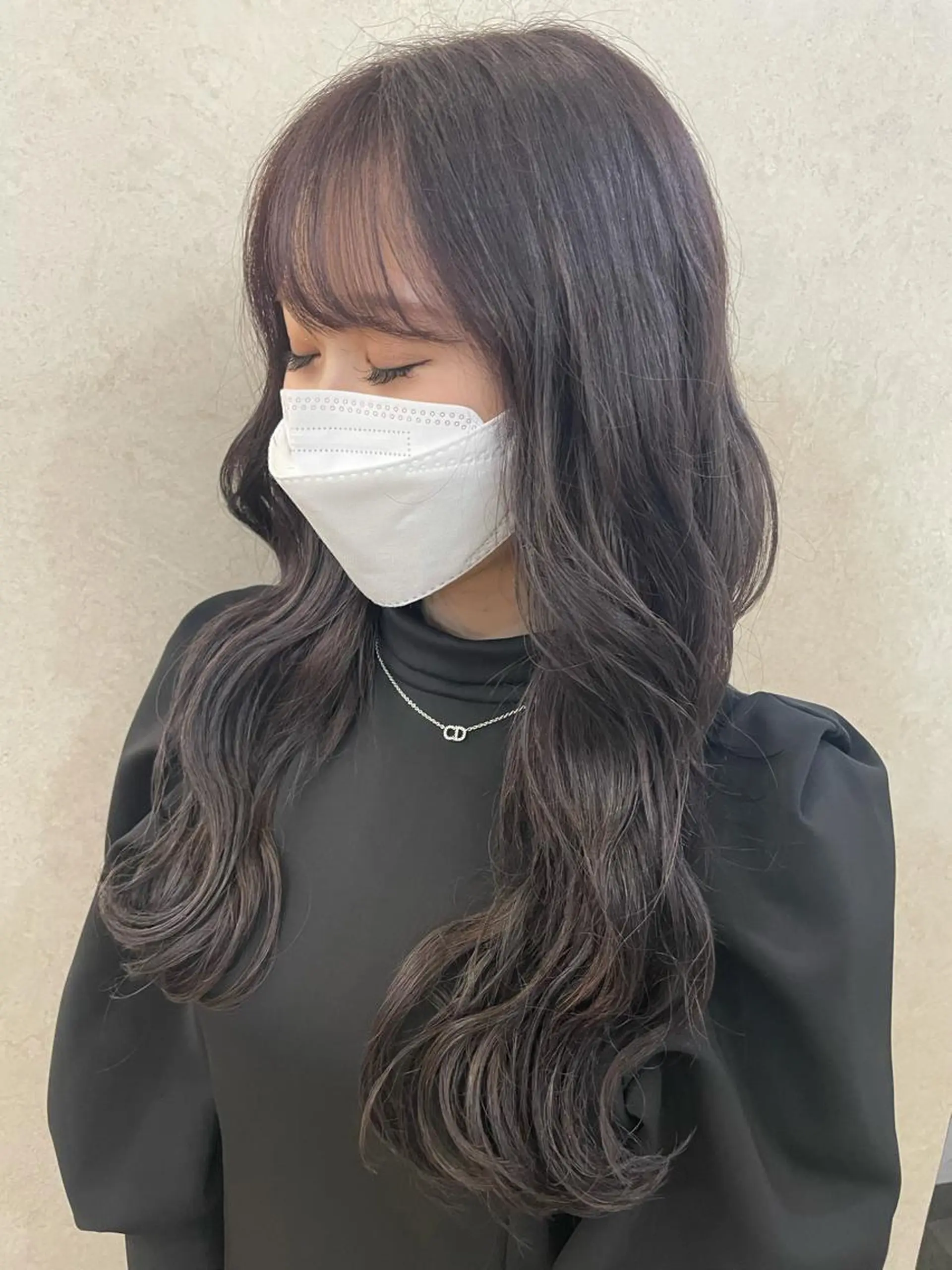 セミロング カラー ヘアアレンジ シールエクステ ミストバング ブリーチ ダークグレー ダークグレージュ 🦋高瀬寛菜🦋 韓国/ブリーチのヘアスタイル