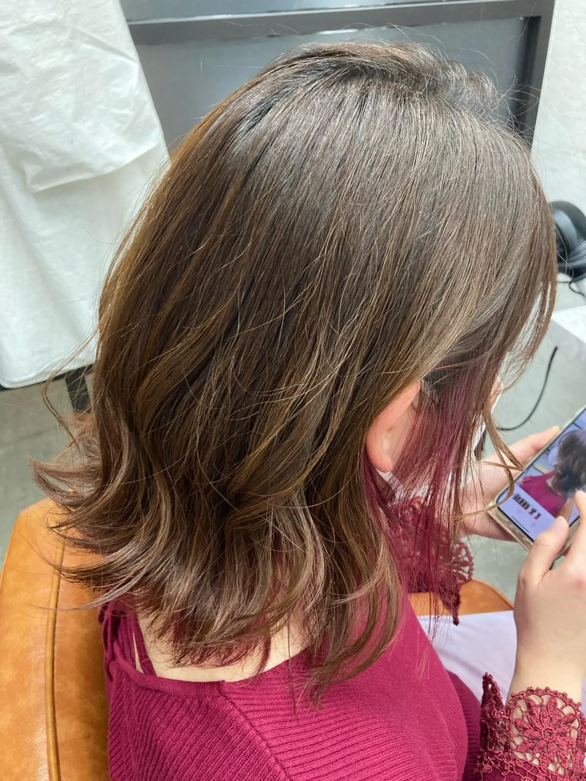 セミロング カラー ブリーチ ピンクカラー カット ヘアカラー トリートメント Sawada Namikaのヘアスタイル