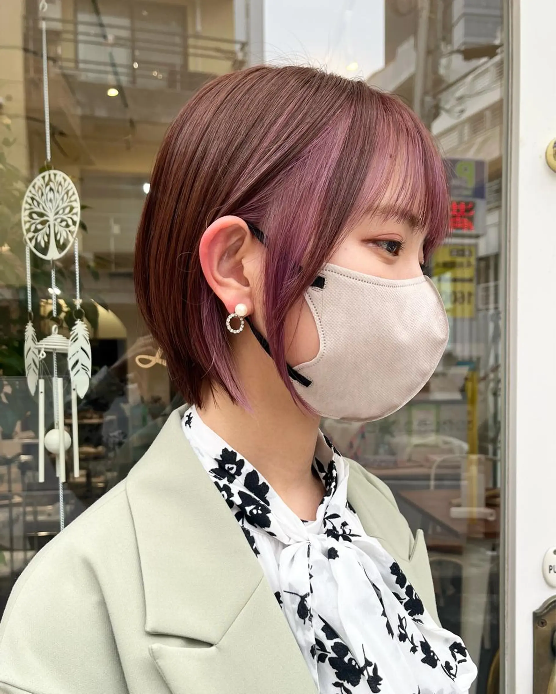 ショート カラー ミストバング  フェイスフレーミング ラベンダーカラー ラベンダーピンク ピンクカラー 髪質改善☆ 縮毛矯正miyuのヘアスタイル
