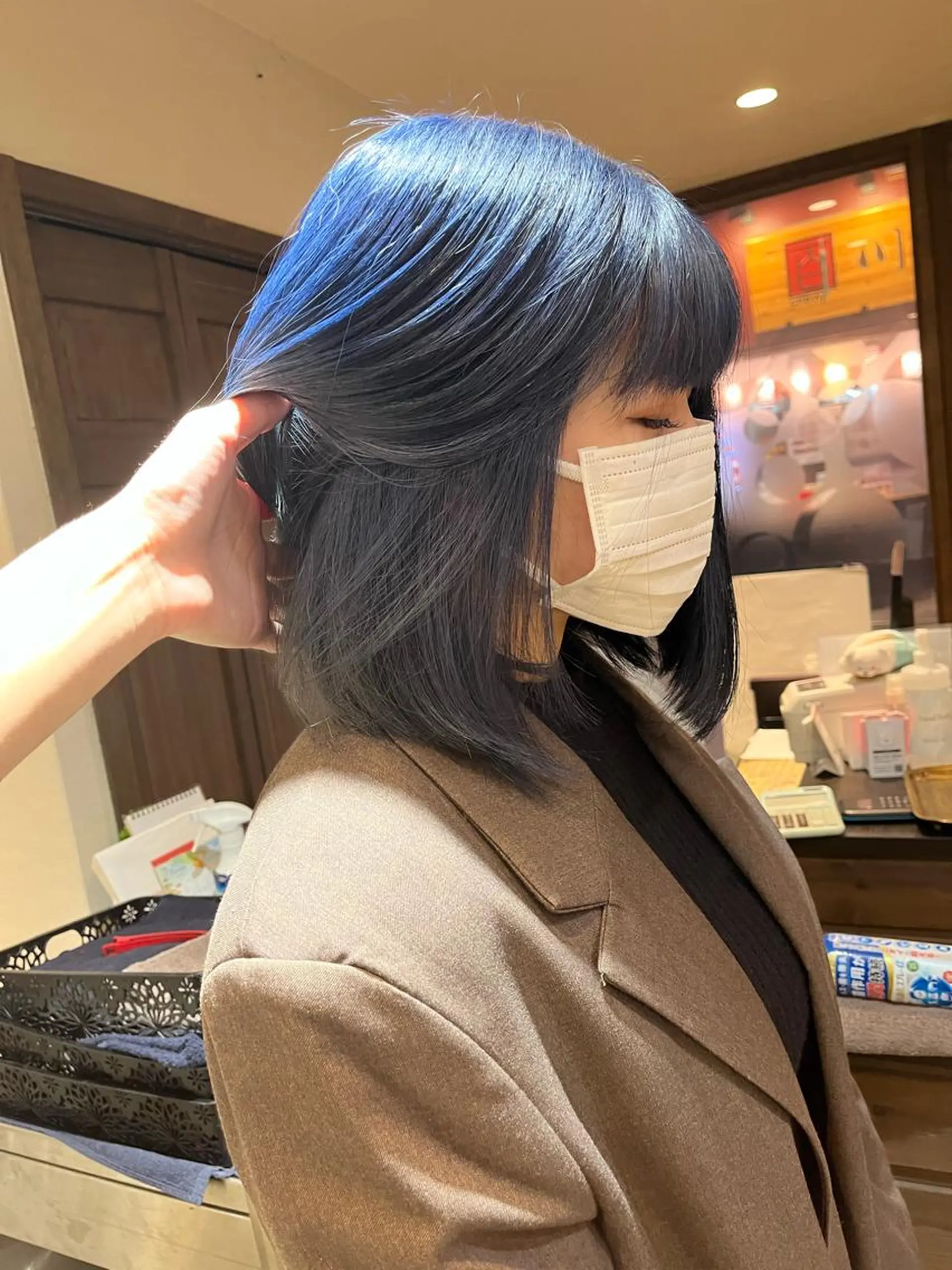 ミディアム カラー ブリーチ ブルーカラー ネイビーカラー ブリーチなしカラー 縮毛矯正 ヘアカラー VOYAGE所属・中園康 /カラー/ブリーチのヘアスタイル