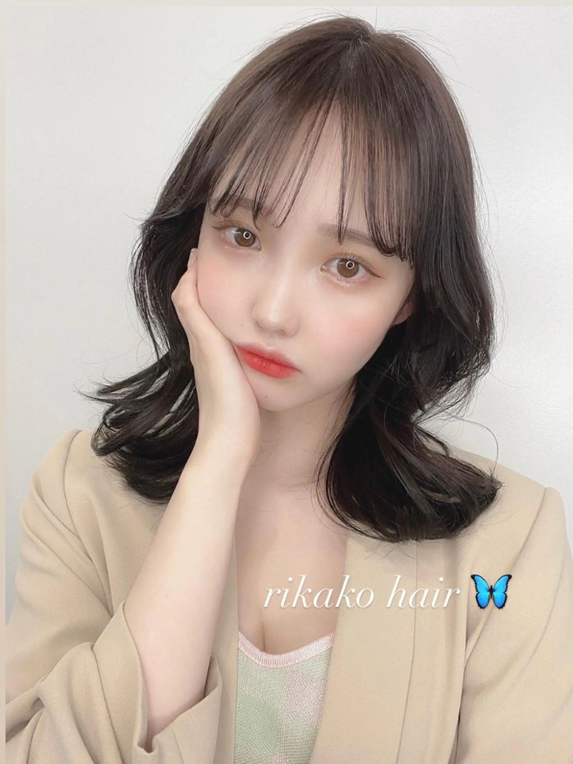 セミロング カラー ヘアアレンジ くびれヘア 小顔カット カット ヘアカラー トリートメント ヘアセット 天神レイヤーカット No.1💖マユカのヘアスタイル