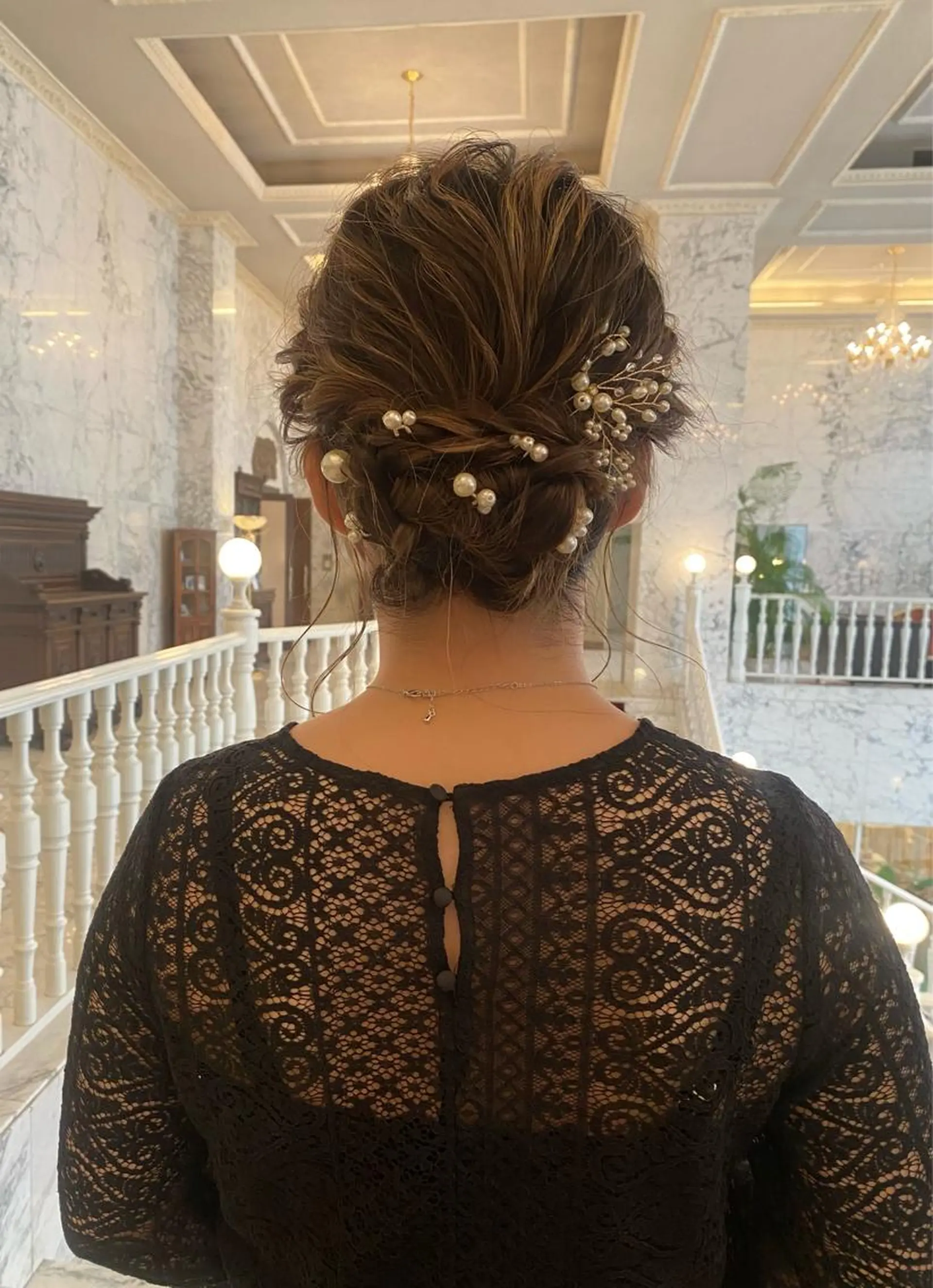 ヘアアレンジ 結婚式・ブライダル ブリーチなしカラー ダブルカラーエクステのヘアスタイル