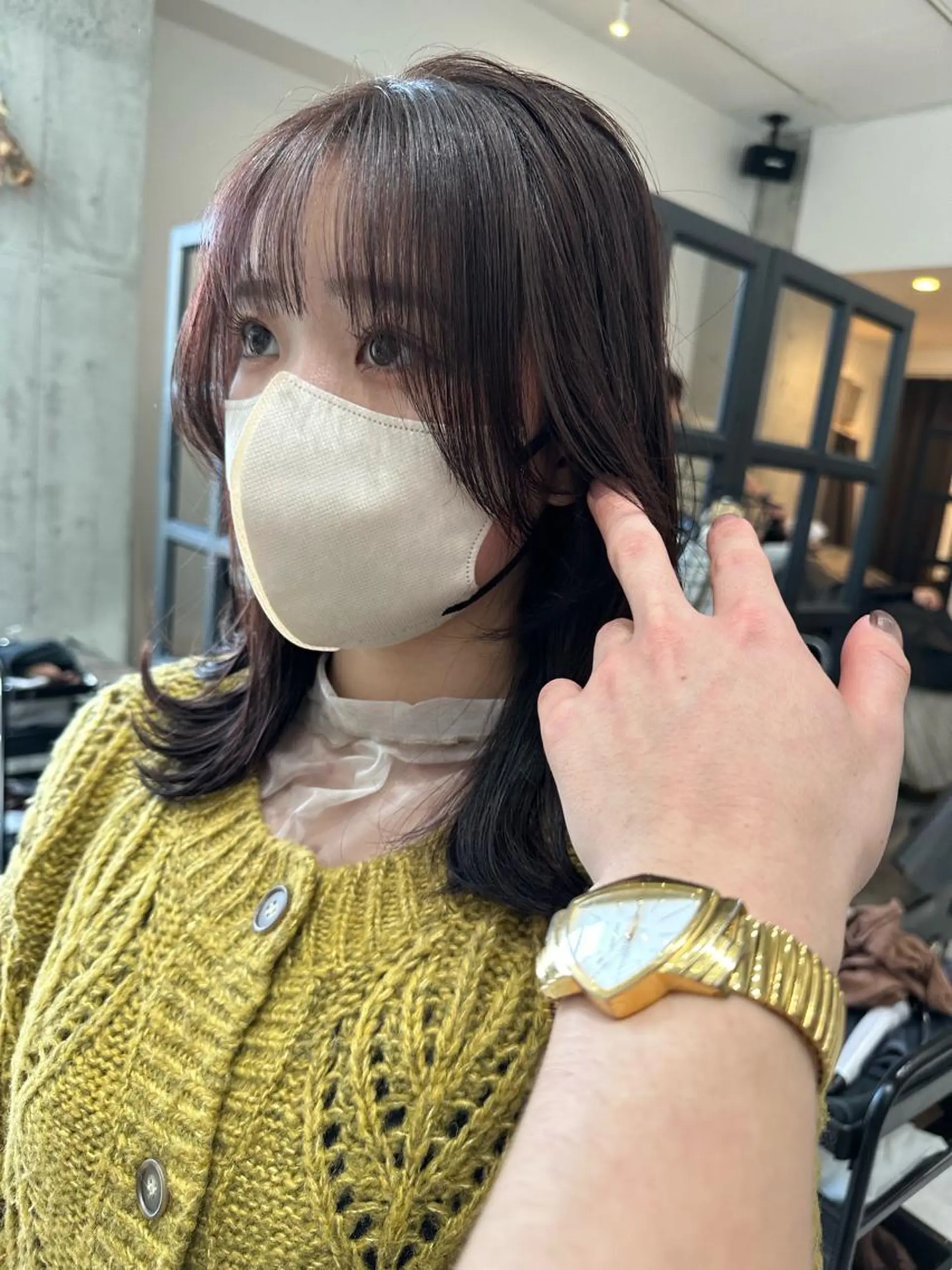 ミディアム 顔周りカット ヘアカラー トリートメント ✨透明感カラー/縮毛 恵比寿HAYATO✨のヘアスタイル