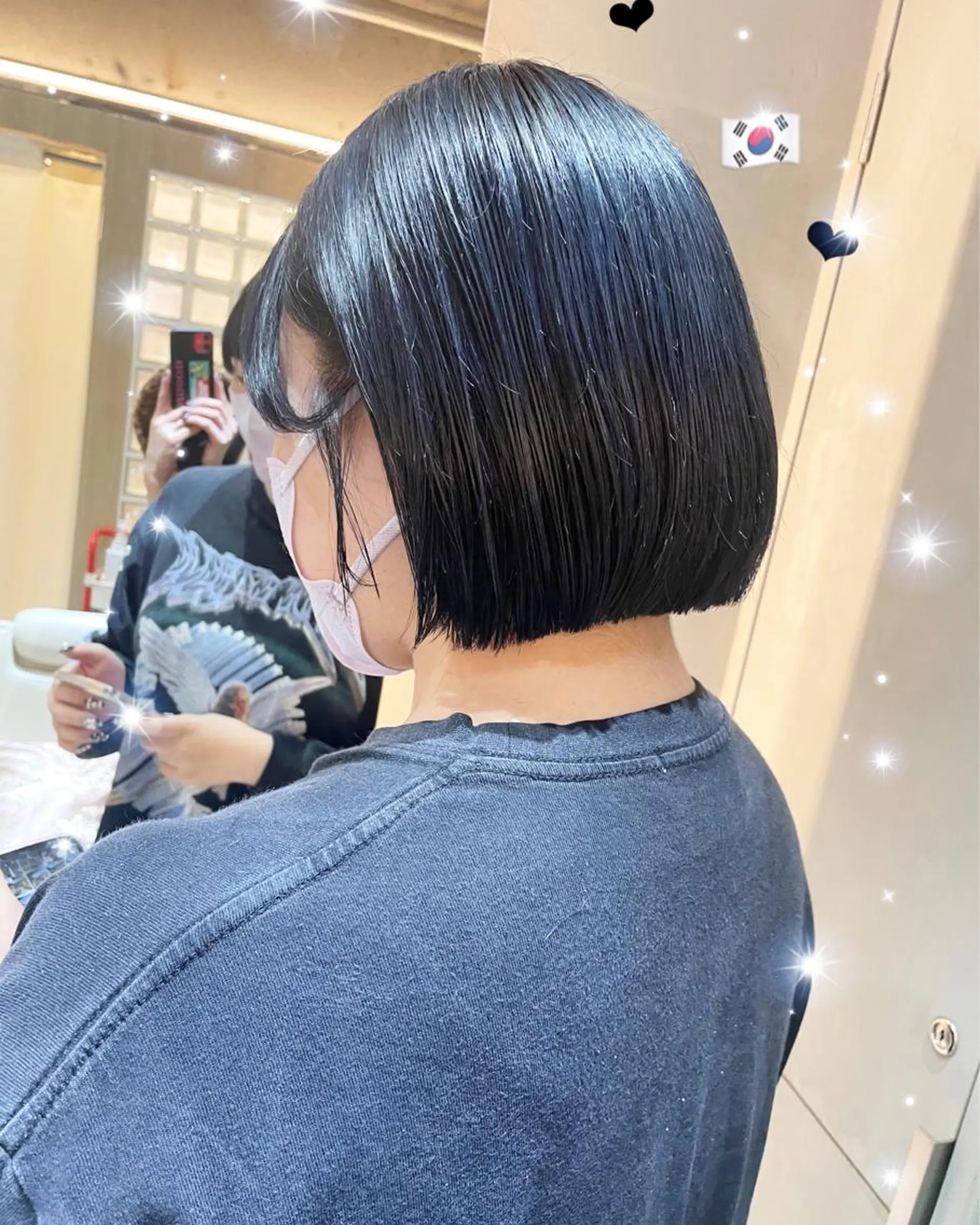 ショート カラー 黒髪 ブルーカラー ブルーブラック ボブ ヘアカラー ヘッドスパ 新宿駅近♡個室 ♡関口三都季🌜のヘアスタイル