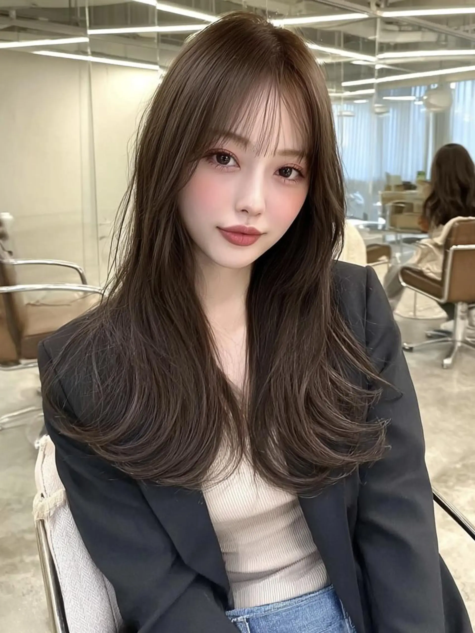 セミロング 髪質改善 縮毛矯正 トリートメント 酸熱トリートメント カット ヘアカラー 髪質改善/艶カラー /透明感/石田桃子のヘアスタイル