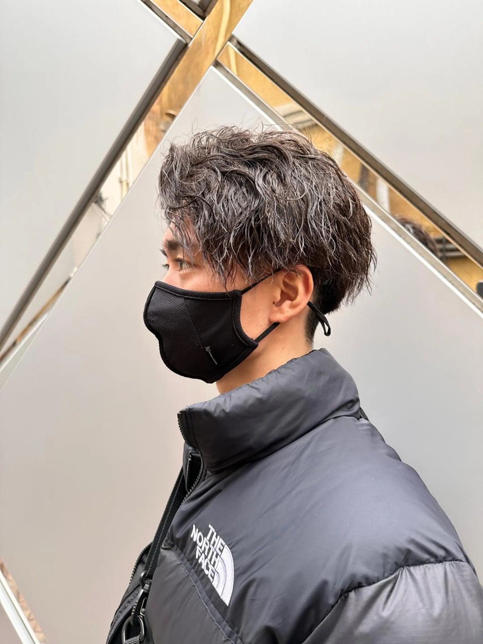 パーマ メンズ センターパート レイヤー/グレージュ メンズパーマのヘアスタイル