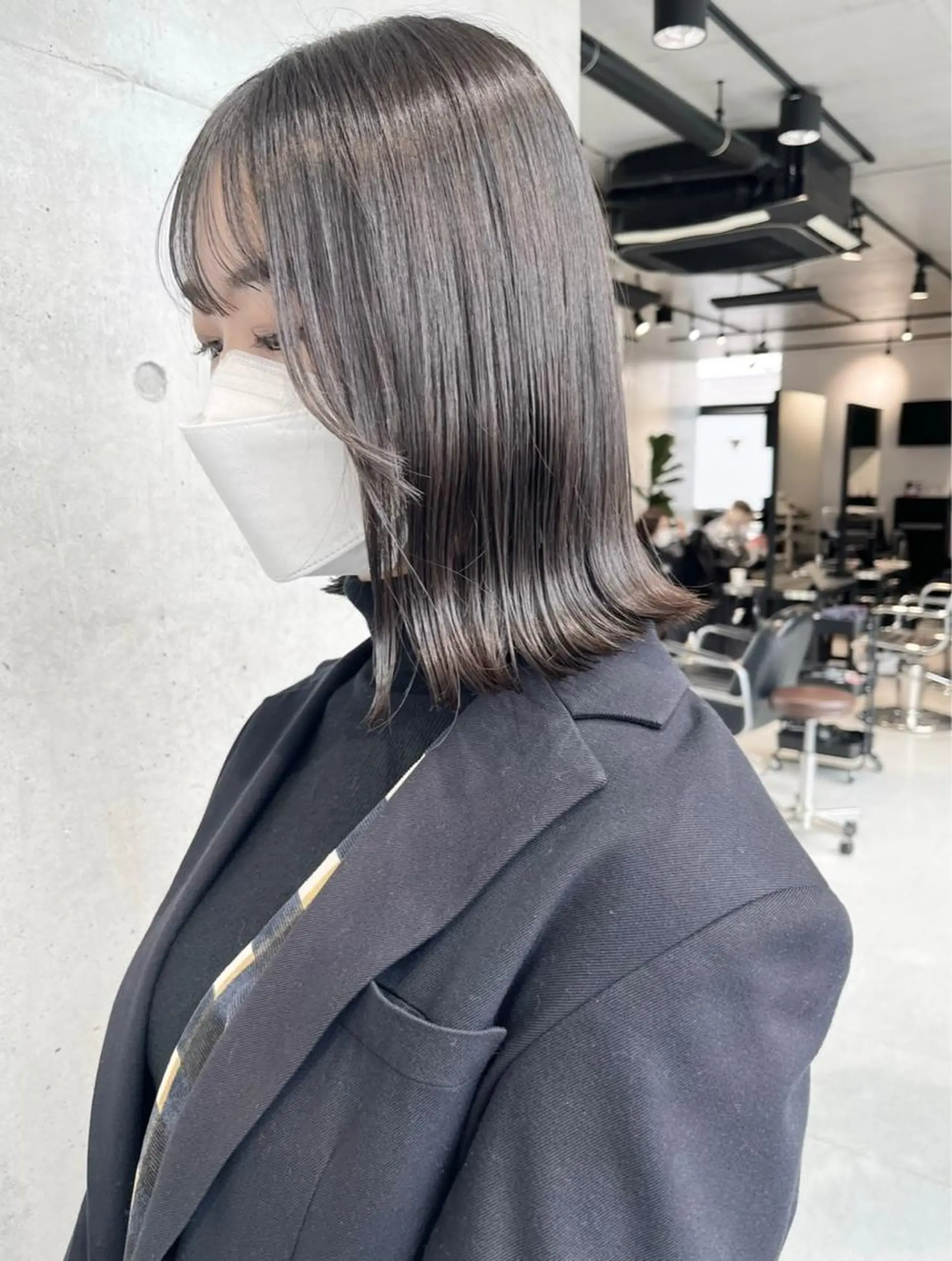 セミロング カラー パーマ ヘアアレンジ ヘアカラー トリートメント 透明感/オリーブ/ グレージュ/YUKAのヘアスタイル