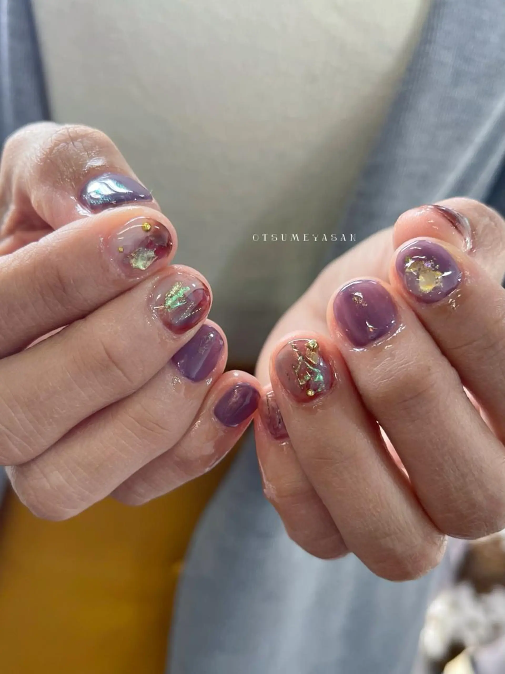 ネイル オーロラネイル ブルー ジェルネイル 韓国ネイル マグネットネイル わたなべ ちかのネイルデザイン