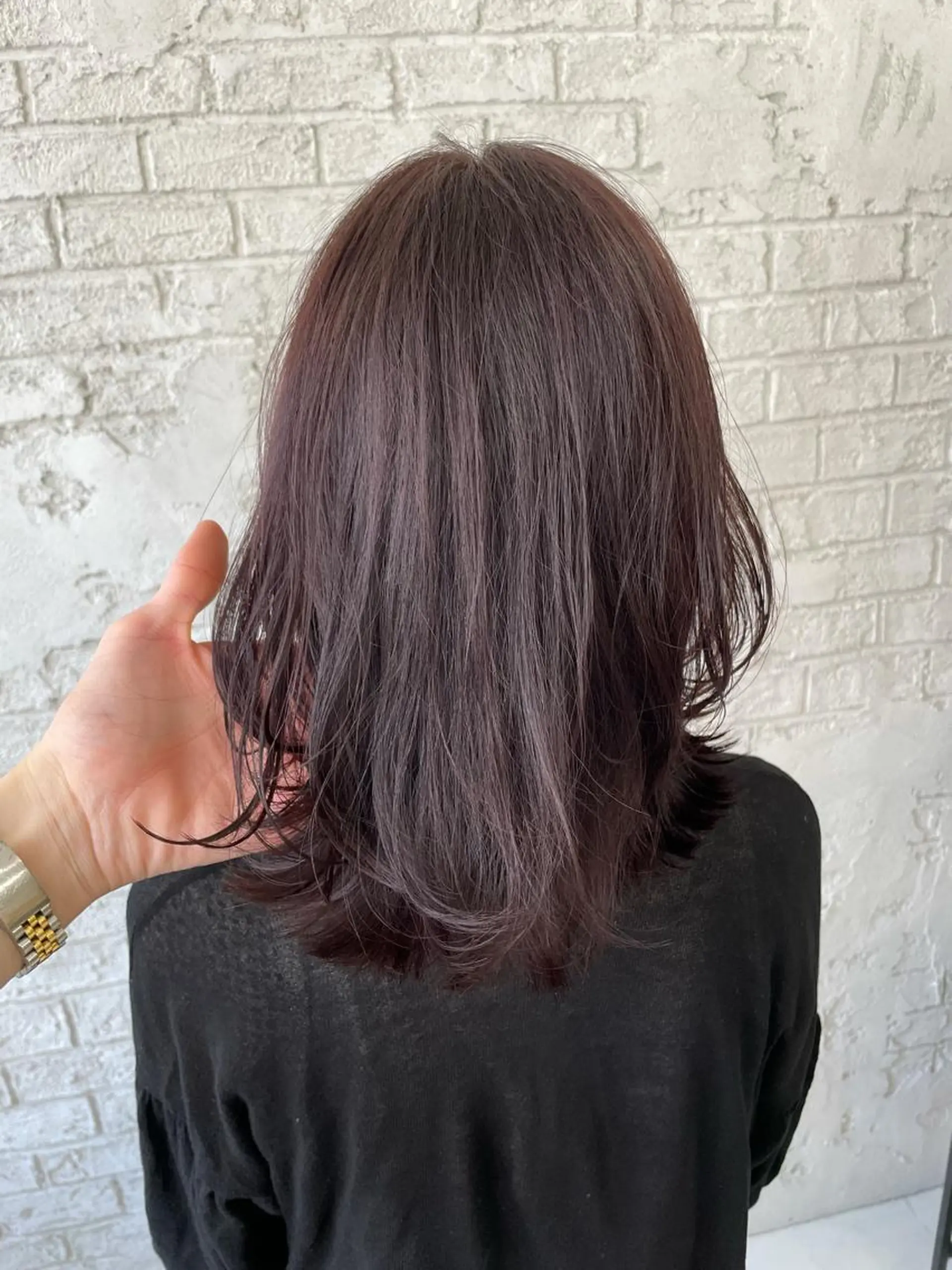 ミディアム カラー カシス イルミナカラー レッドカラー ブリーチ特化 ハイトーンRYOYAのヘアスタイル