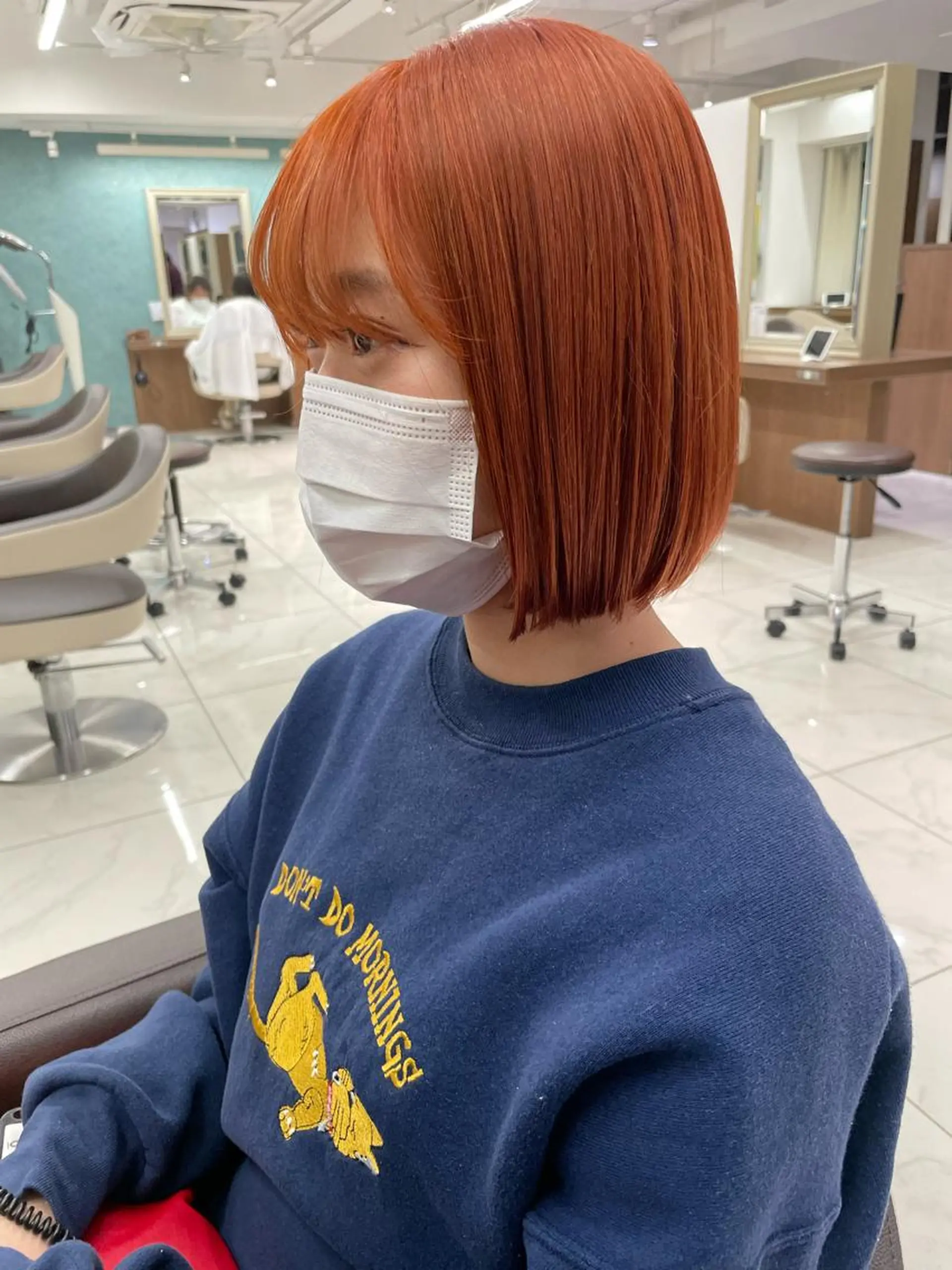 ミディアム カラー ブラウンカラー オレンジ オレンジブラウン ヘアカラー 福島成美/髪質改善 縮毛矯正/カラーのヘアスタイル