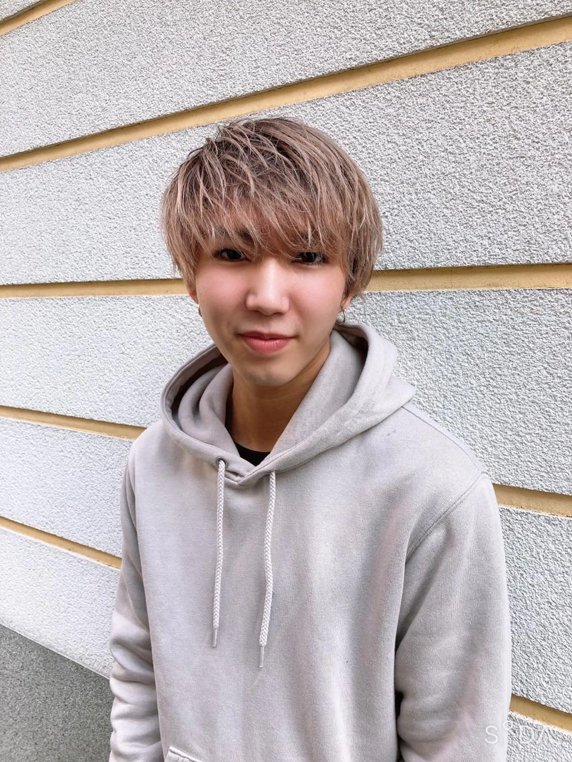 ショート カラー メンズ マッシュ ベージュカラー ピンクカラー ピンクベージュ レイヤーカット 艶髪/西尾 幸樹のヘアスタイル