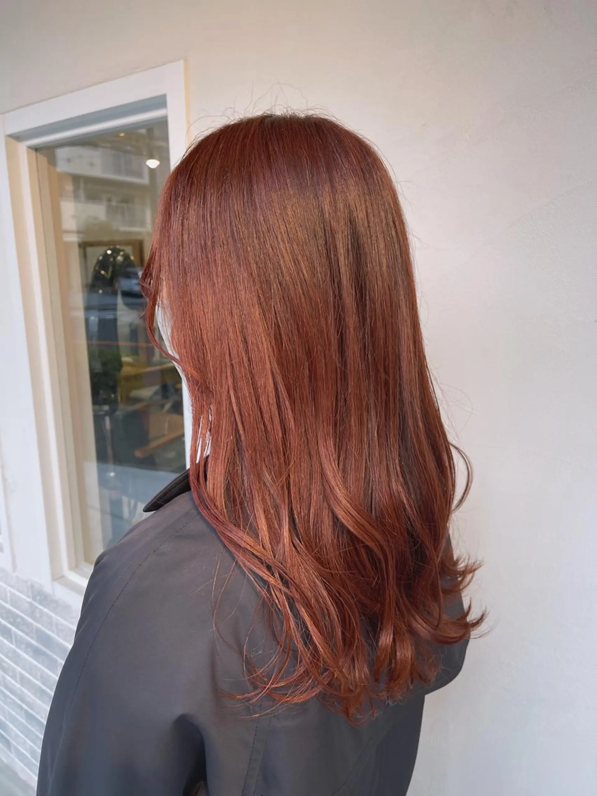 ミディアム カラー ベージュカラー オレンジ オレンジベージュ kyon.hair 韓国カットカラーのヘアスタイル