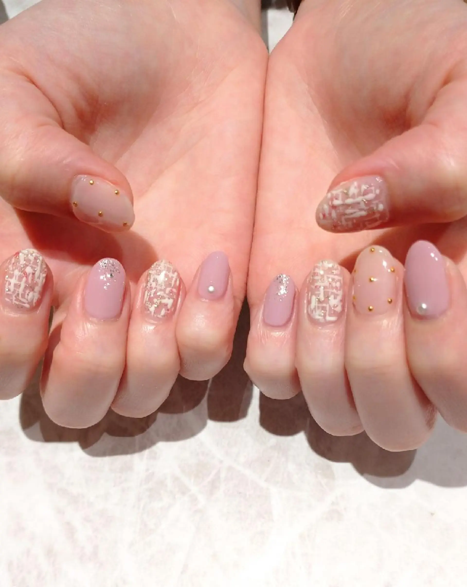 ネイル アートネイル ツイードネイル ハンドネイル 會田 瑠衣のネイルデザイン