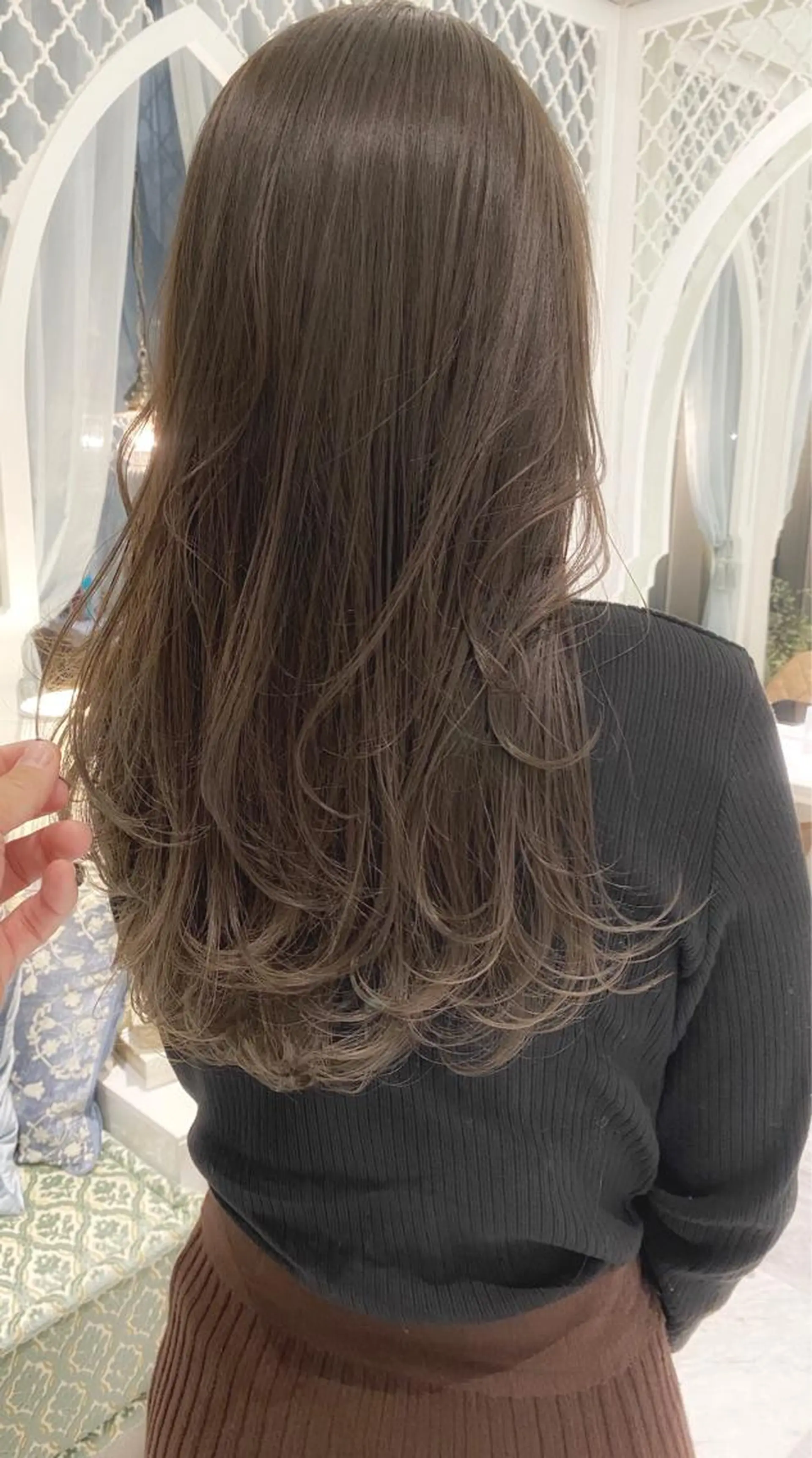 セミロング ブリーチなしダブル カラー縮毛矯正　下野のヘアスタイル