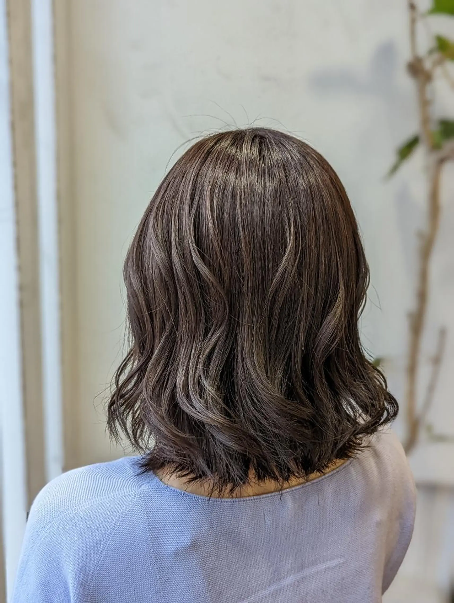 ミディアム アッシュ パープルカラー 髪質改善＆白髪ぼかし カラー♡店長みやけ♡のヘアスタイル