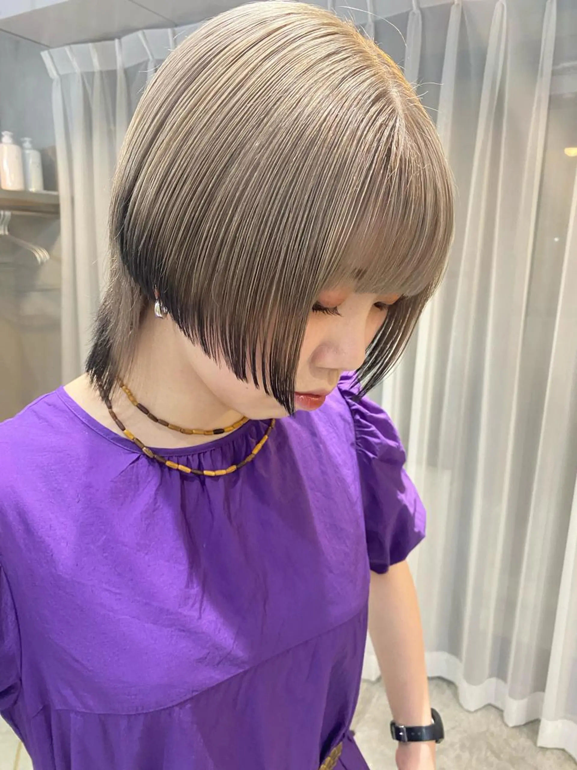 ミディアム カラー パーマ ヘアアレンジ キッズ グラデーションカラー ハイトーン/透け感 カラー🎀真香のヘアスタイル